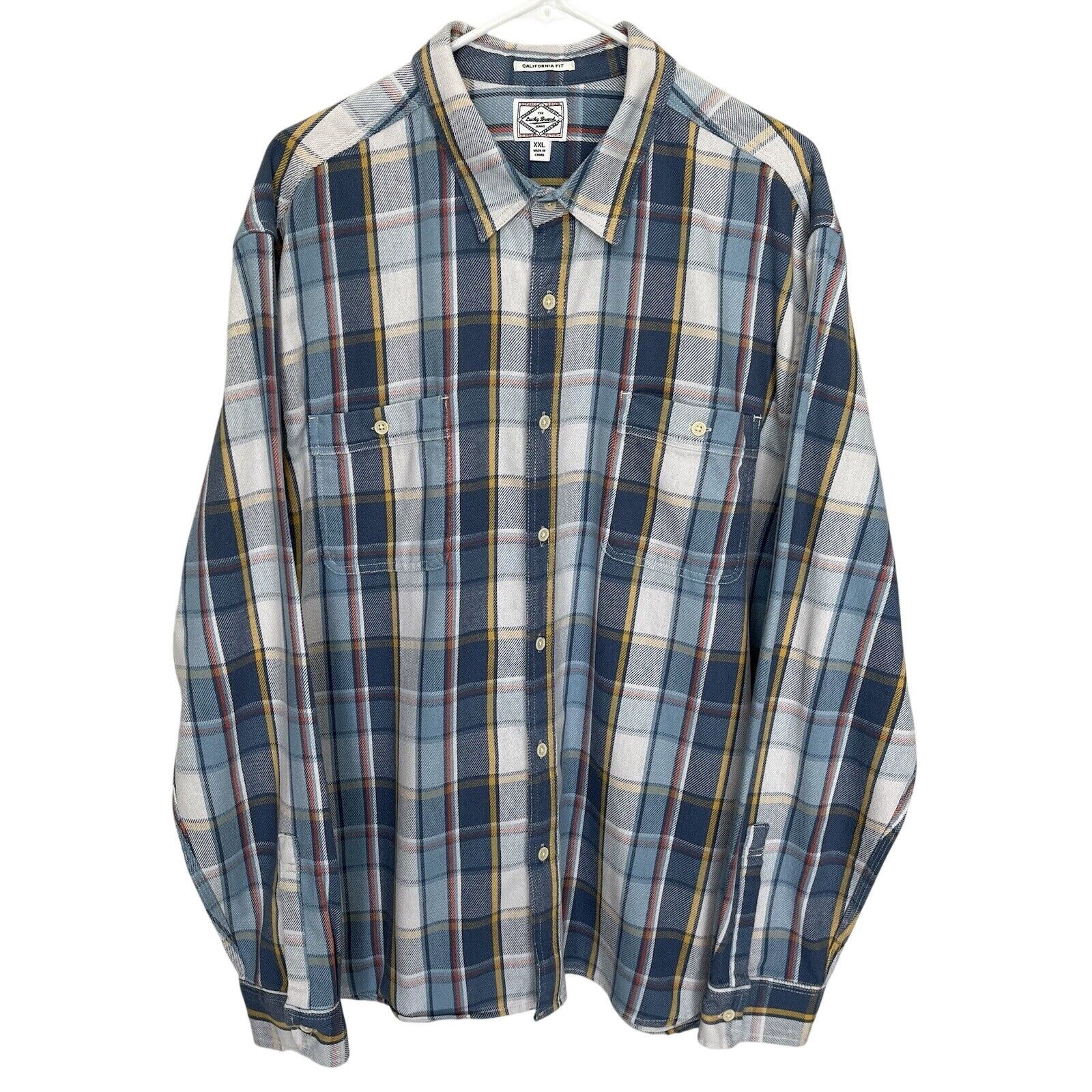 Lucky Brand Lucky Brand | Blue Plaid California Fit Button Shirt Shacket Size US XXL / EU 58 / 5 - 2 Thumbnail
