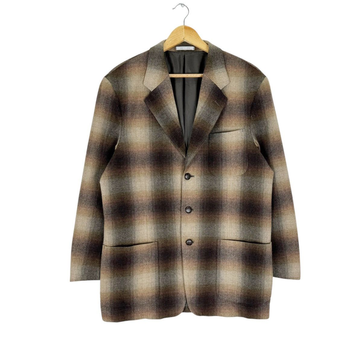 Japanese Brand ❄️INTERMEZZO JAPAN SHADOW PLAIDS BLAZER COAT Size US L / EU 52-54 / 3 - 2 Thumbnail