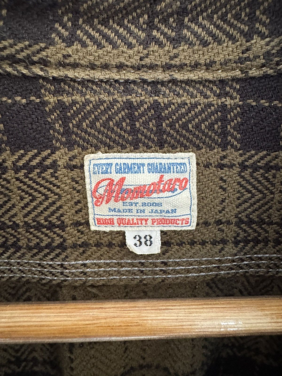 Momotaro Jeans Momotaro Herringbone Check Flannel Shirt (Olive)- 38 Size US S / EU 44-46 / 1 - 4 Thumbnail