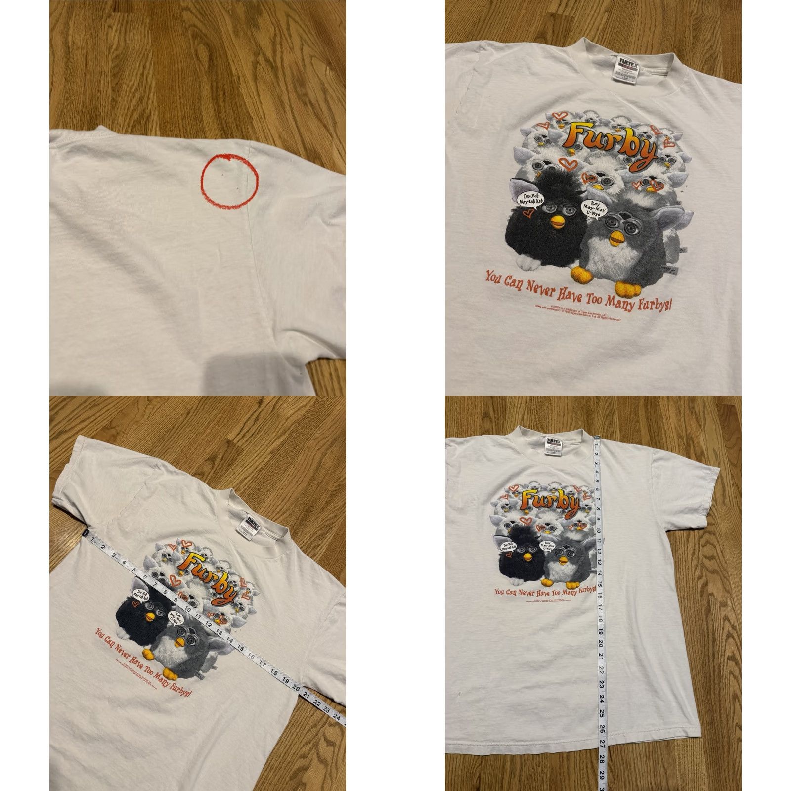 Vintage VINTAGE Furby T-Shirt Men’s L 90s White Crew Neck Short Sleeve Graphic Print Tiger Electronics 1990-1999 Mens Size US L / EU 52-54 / 3 - 8 Thumbnail