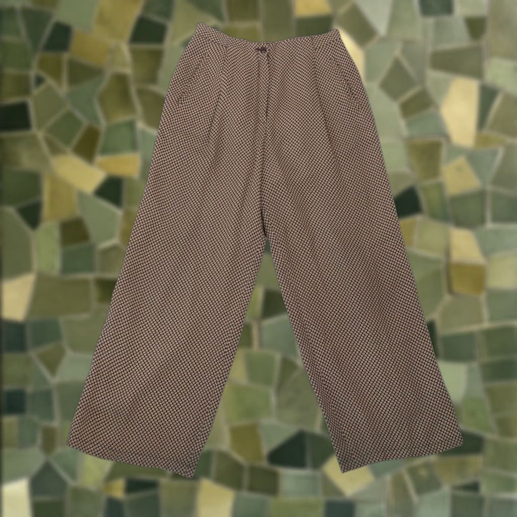 Liz Claiborne VINTAGE Liz Claiborne Pants Geometric Print Brown Tan High Rise Wide-Leg 29" Waist 10 Women's 27" Inseam Dress Pants Size 32" / US 10 / IT 46 - 1 Thumbnail