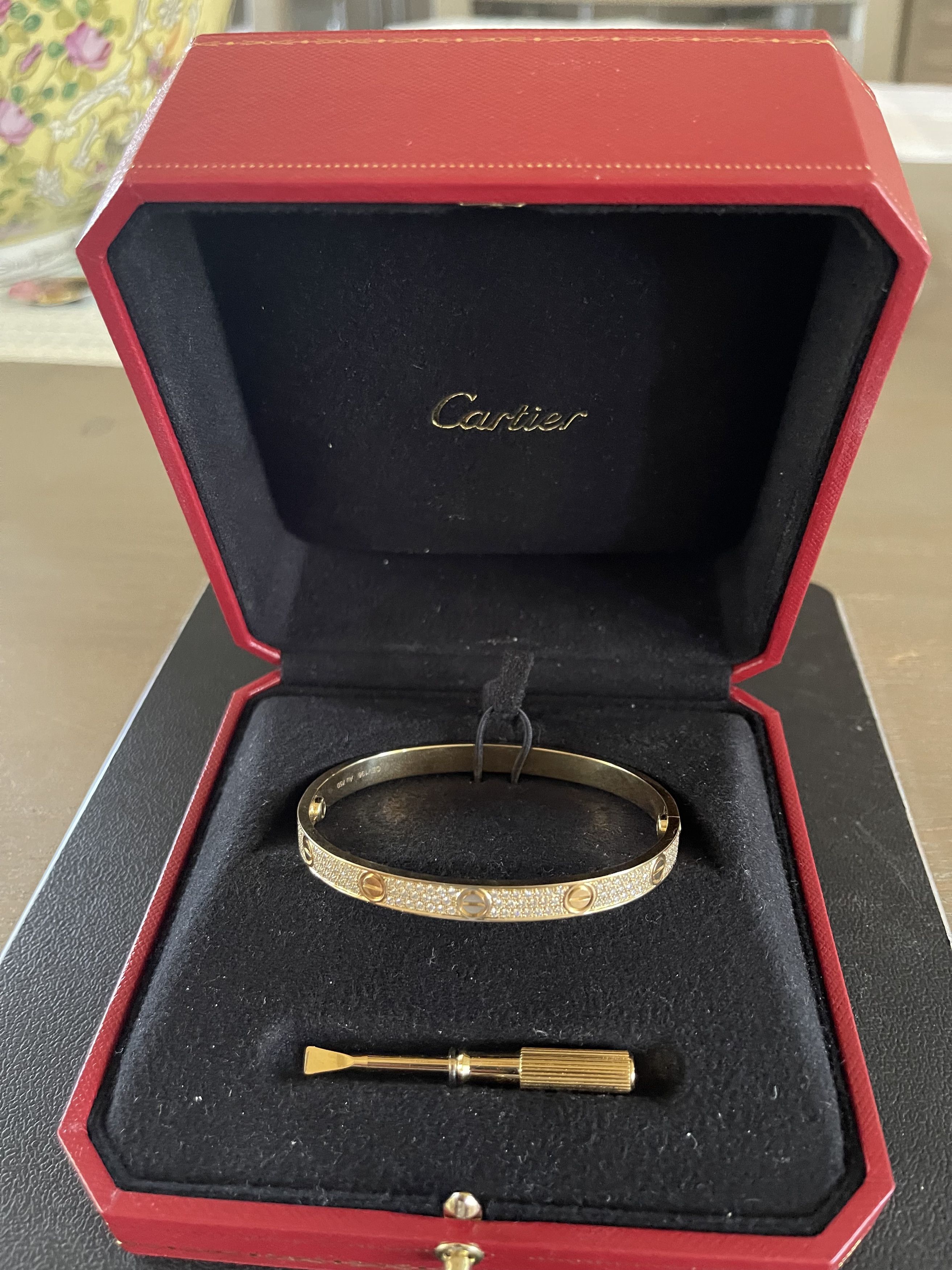 image of Cartier Love Bracelet Diamond Paved 18Cm in Yellow Gold, Men's