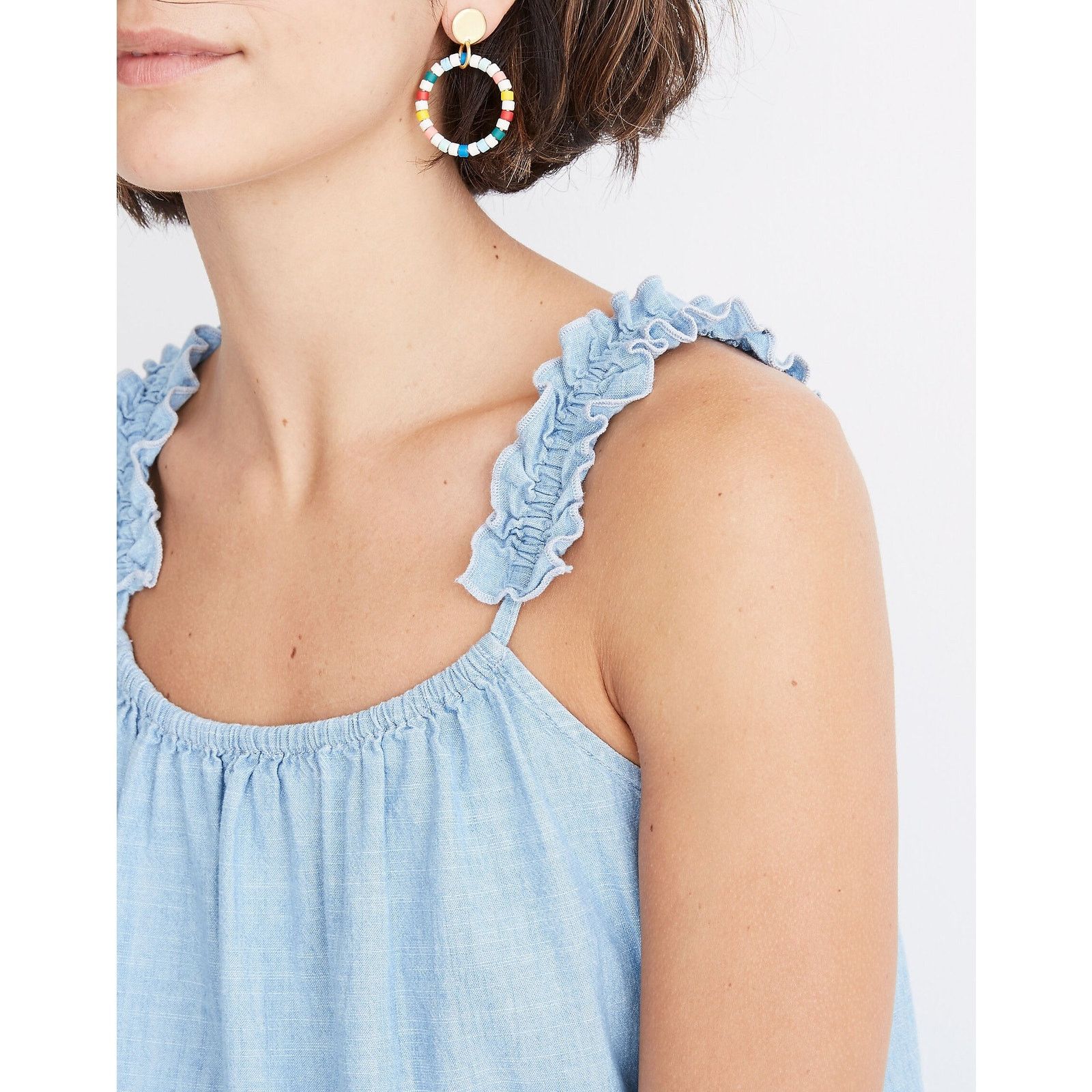 Madewell EUC *Madewell* Women's Ruffle-Strap Denim Blue Cami Top 00 Size XXS / US 00 / IT 34 - 3 Thumbnail