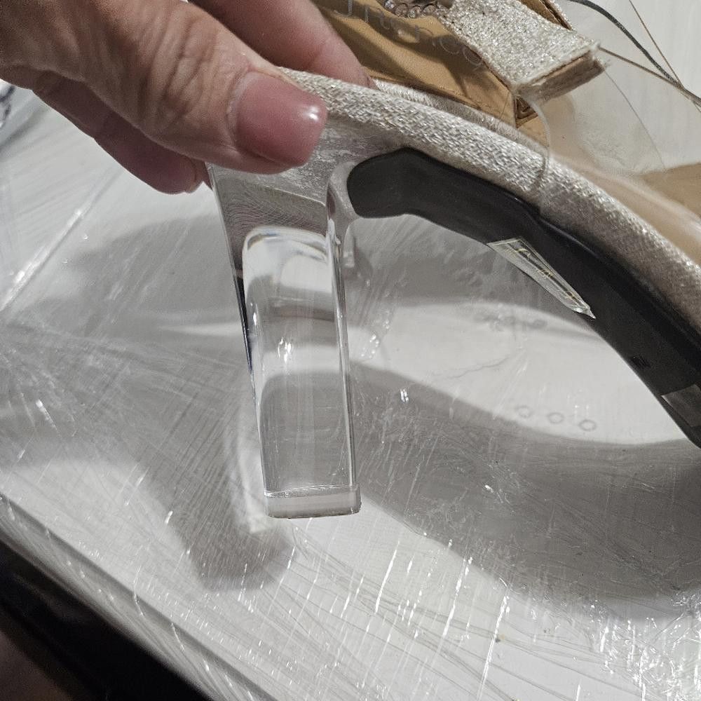 Designer J.Renee Drisana Clear Ivory Slingback Heels w/ Pearl Detail Size US 9.5 / IT 39.5 - 3 Thumbnail