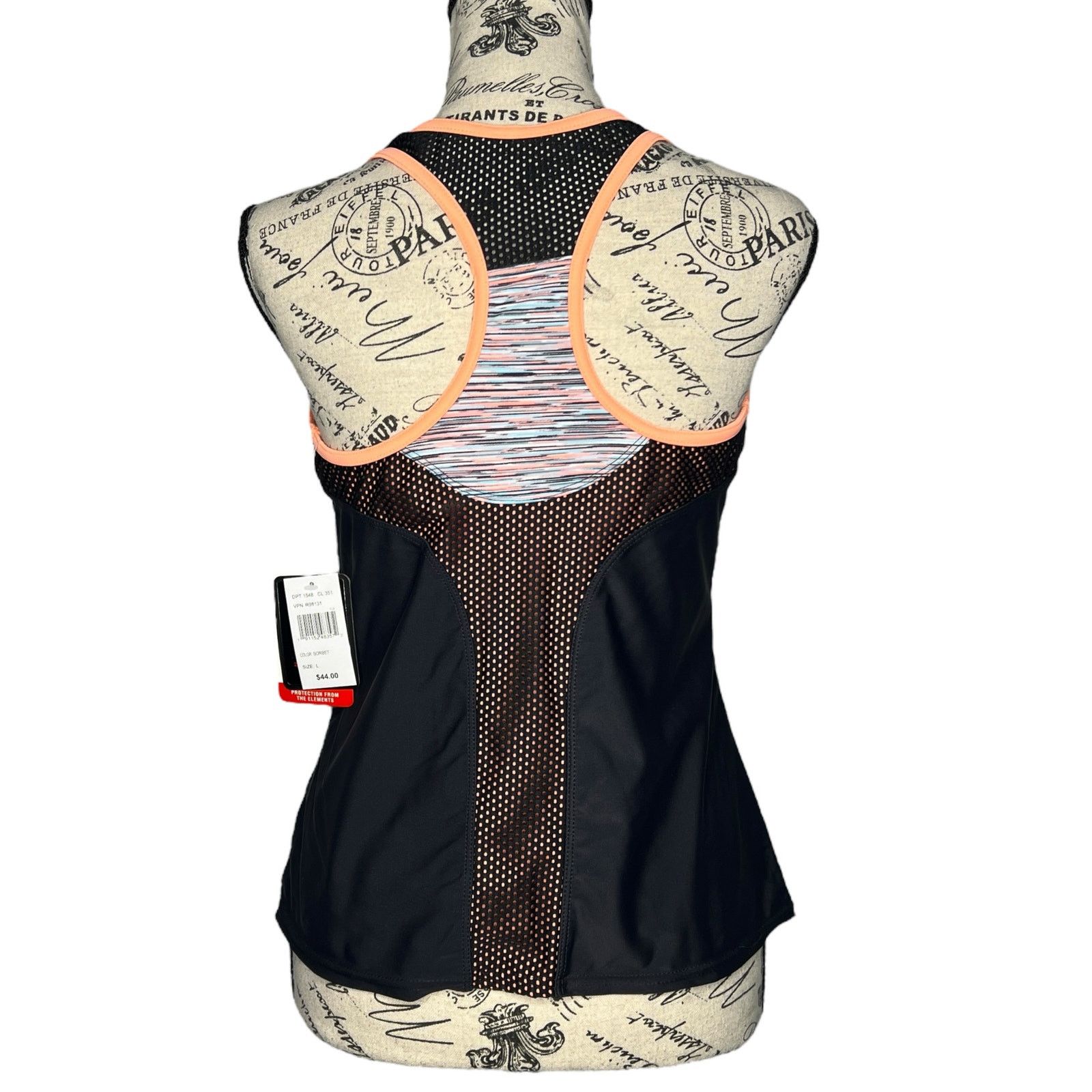 ZeroXposur 1/4 Zip Front Sun Smart Scuba Tankini Racerback Swim Top Size L / US 10 / IT 46 - 4 Thumbnail