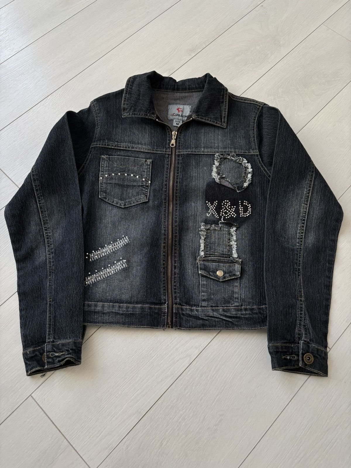 ジャケット・アウター 00s archive L.G.B. denim jacket grunge 00s Le Grande Bleu (L.G.B) 'Biker' Cut Distressed Denim