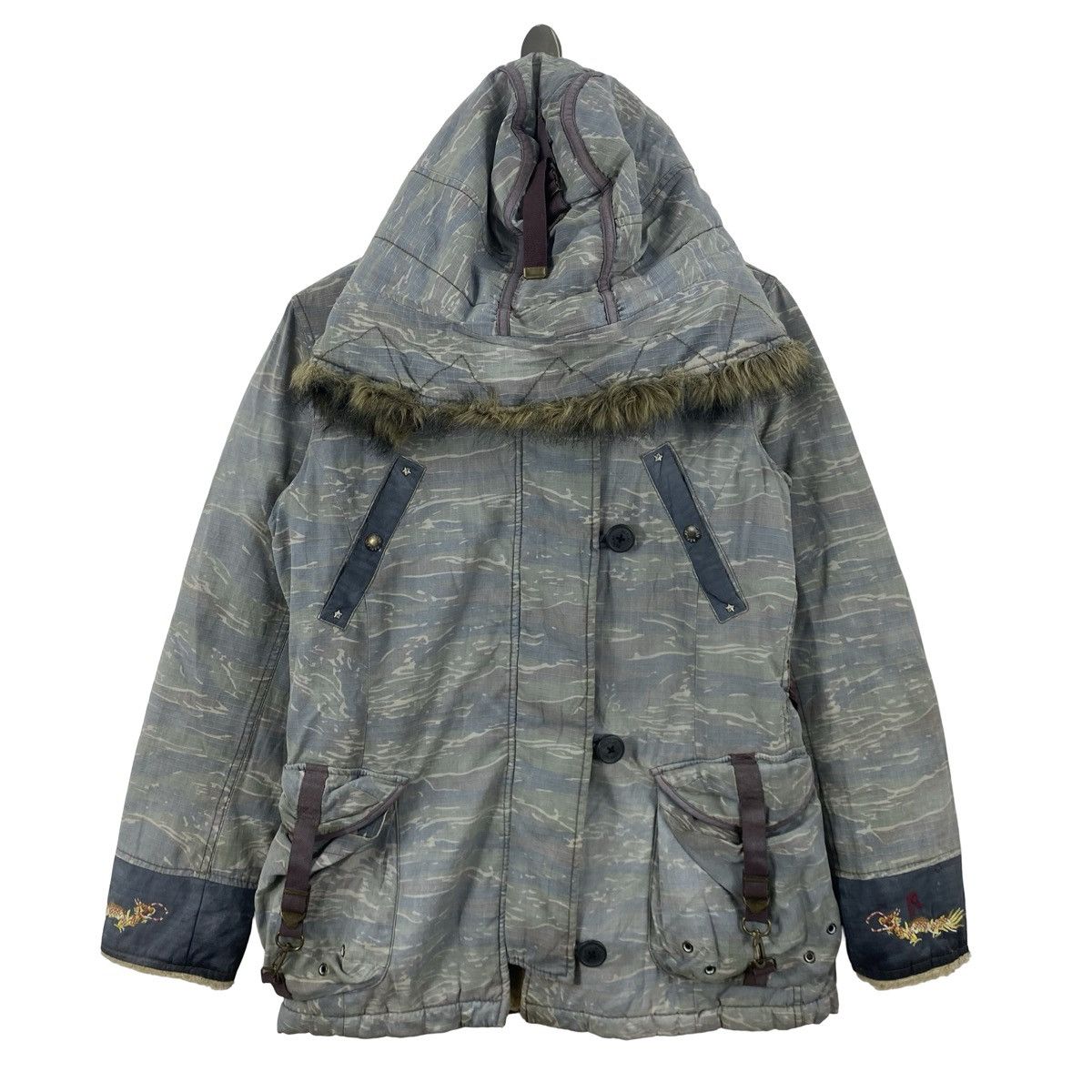 Replay Vintage REPLAY TIGER CAMO Fur Hooded Parka Jacket Utility Size US S / EU 44-46 / 1 - 3 Thumbnail