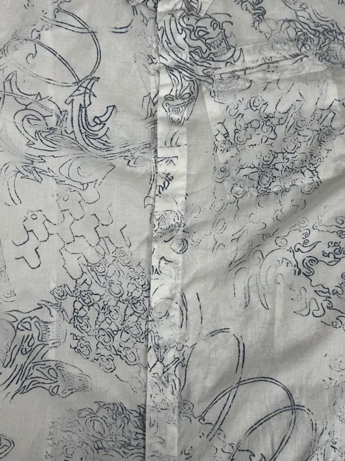 Marithe + Francois Girbaud 2000s Marithé + François Girbaud Aged Tattoo White Shirt Size US M / EU 48-50 / 2 - 9 Thumbnail