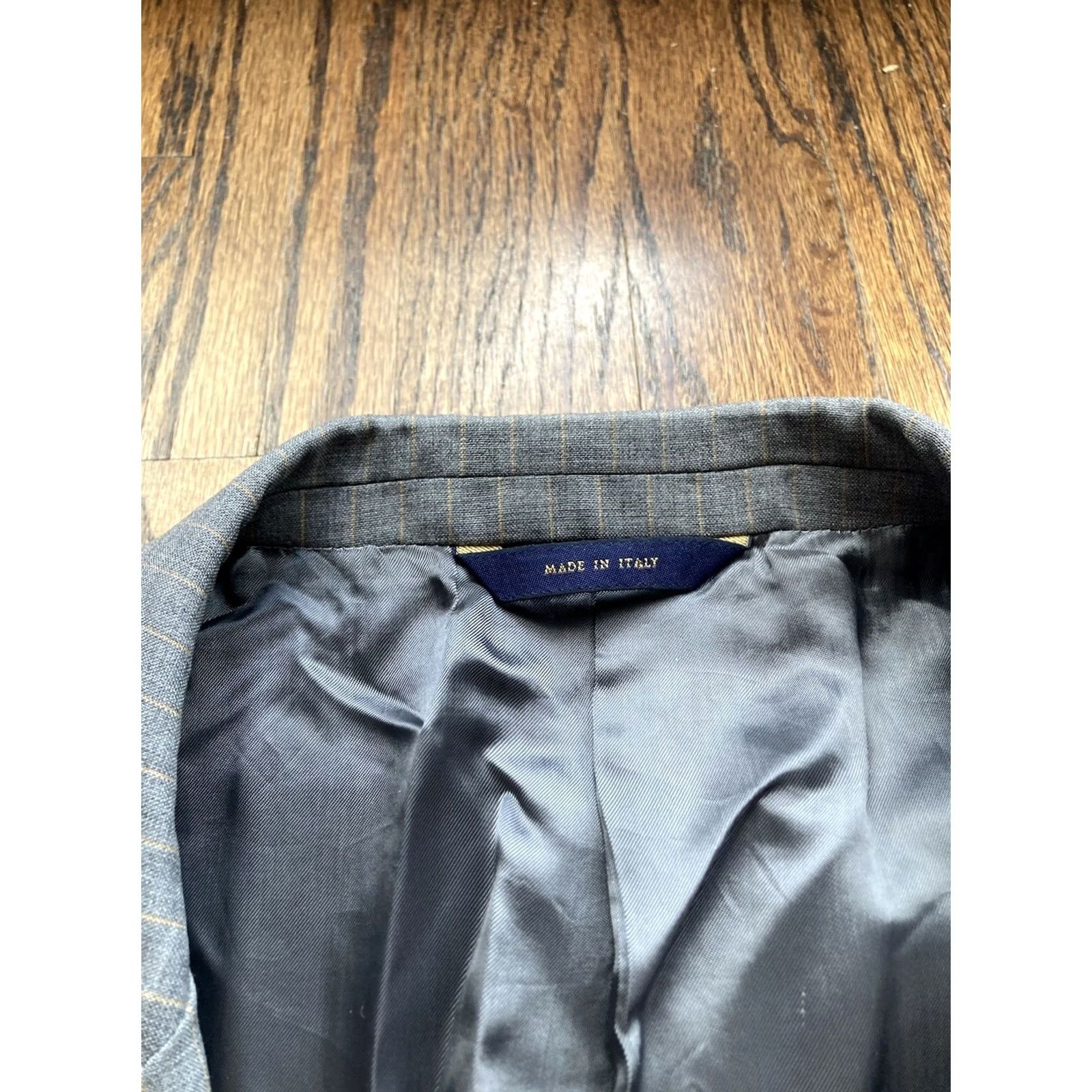 Brooks Brothers Brooks Brothers Blazer Mens Size 46R 100% Wool Gray Striped Jacket Size 46R - 5 Thumbnail