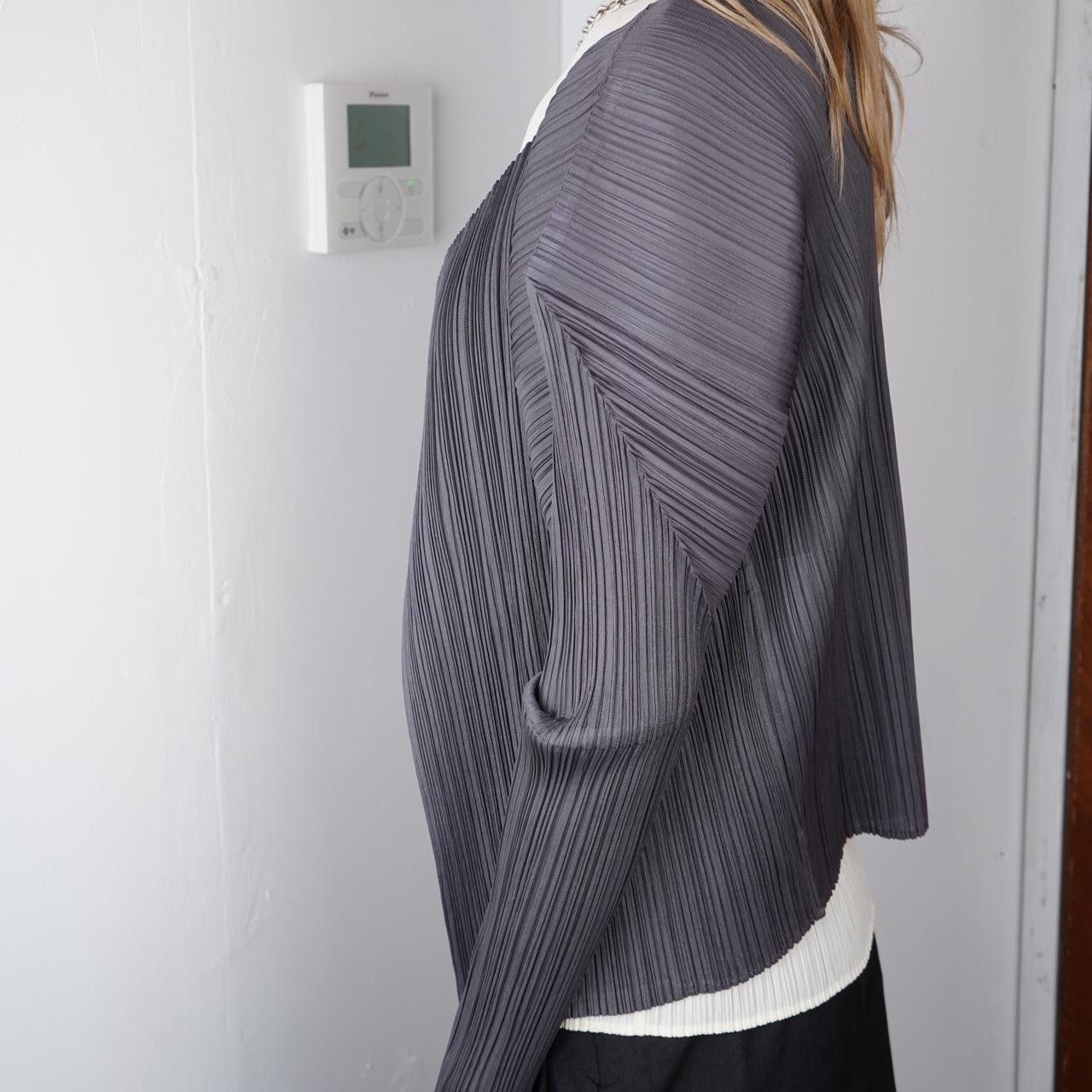 Pleats Please Issey Miyake Grey Issey Miyake Pleats Please Cardigan Size ONE SIZE - 5 Thumbnail