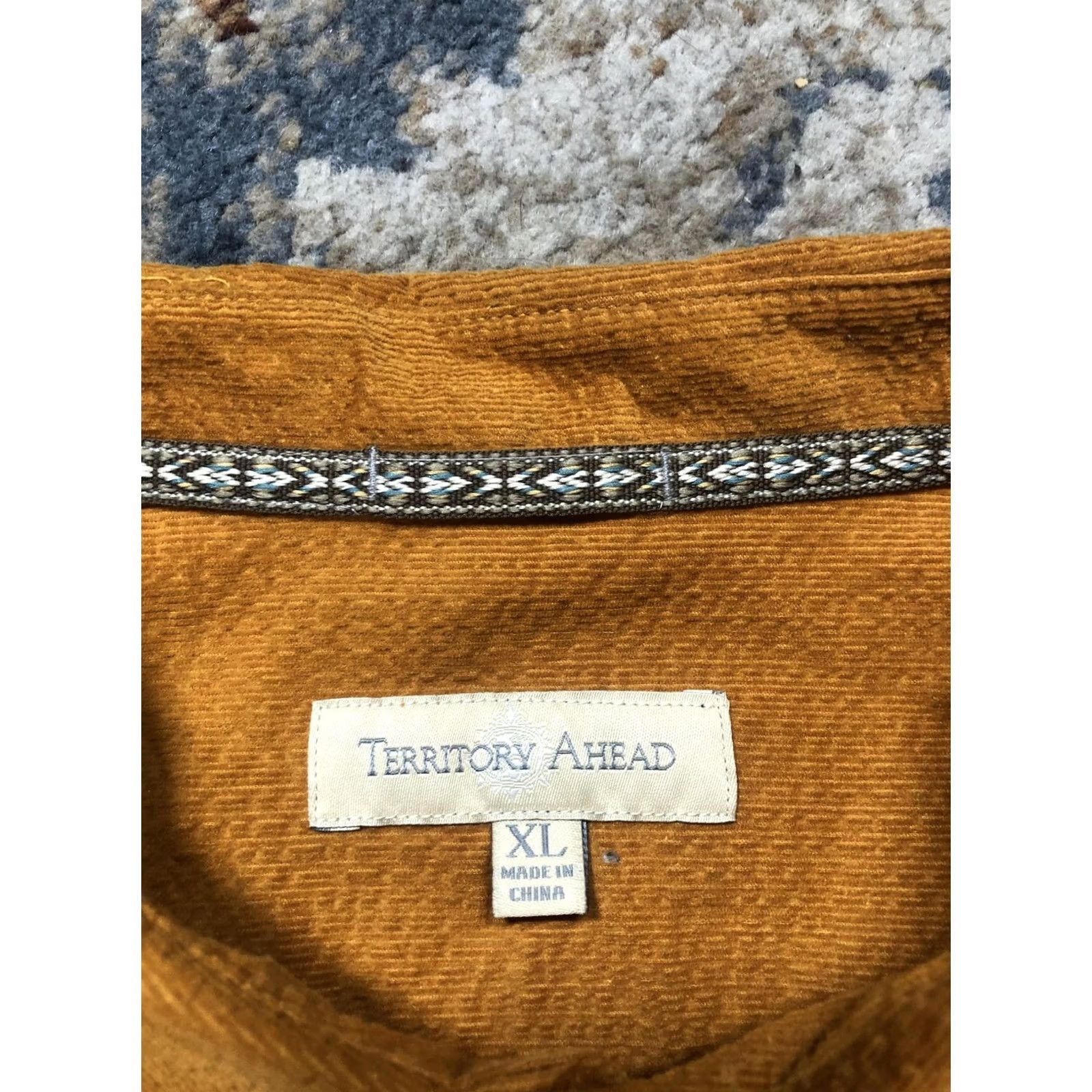 The Territory Ahead Territory Ahead Shirt Mens XL Gold Solid Textured Long Sleeve Button Up Casual Size US XL / EU 56 / 4 - 7 Thumbnail