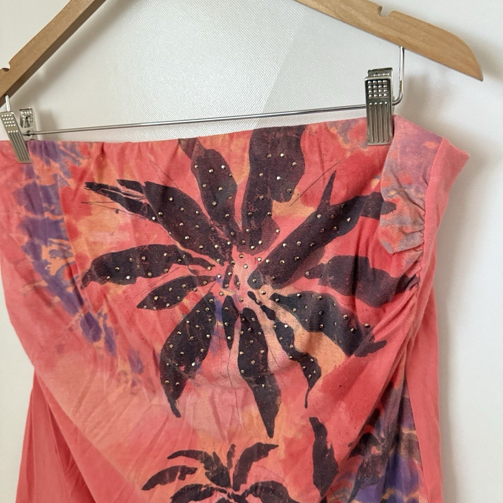Other Y2K Tube Top Palm Trees Coral Coconut Girl Tropical Top Size XXL / US 16-18 / IT 52-54 - 5 Thumbnail