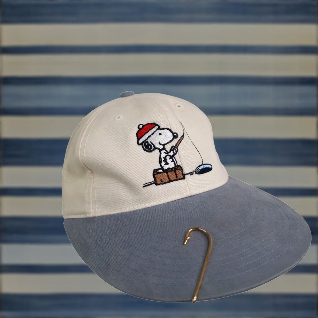 Peanuts VINTAGE Peanuts Snoopy Fishing Long Bill Hat Baseball Cap Men OS White N/A Mens Size ONE SIZE - 1 Thumbnail