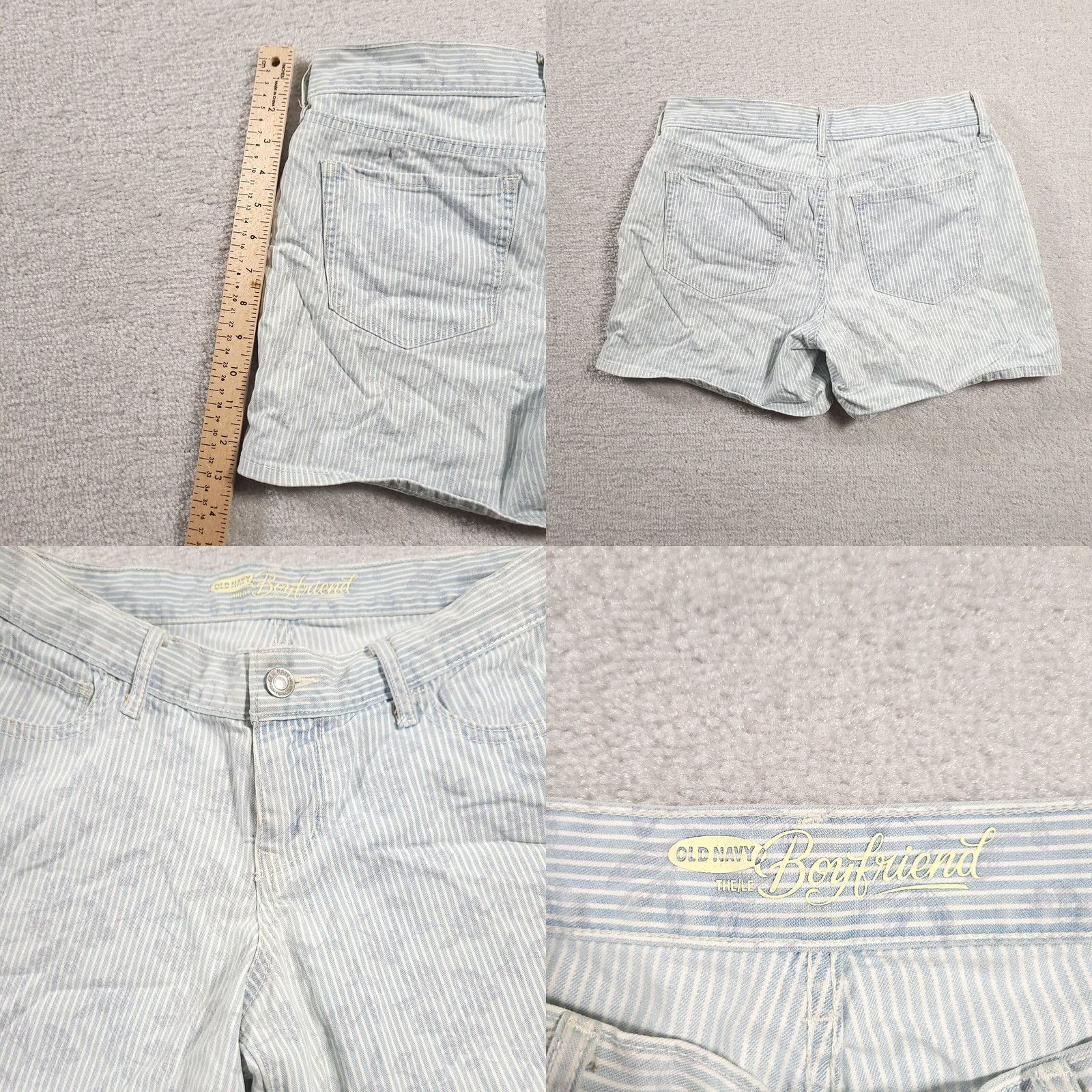 Old Navy Old Navy Boyfriend Fit Blue White Stripe Floral Jean Shorts Sz 2 Size 26" / US 2 / IT 38 - 8 Thumbnail