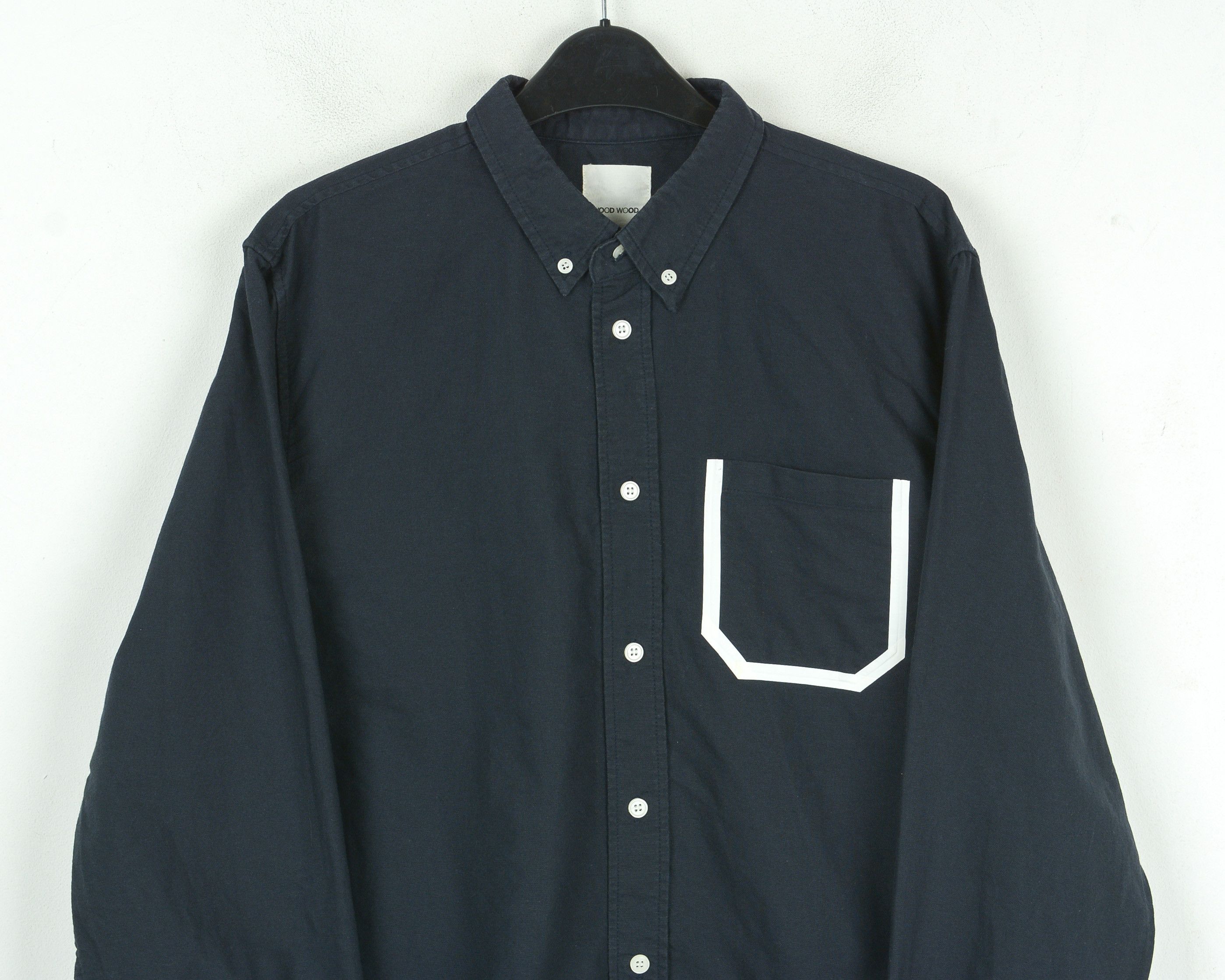 Wood Wood Long Sleeve Shirt Button Up Cotton Casual Collared Navy Top Size US L / EU 52-54 / 3 - 2 Thumbnail