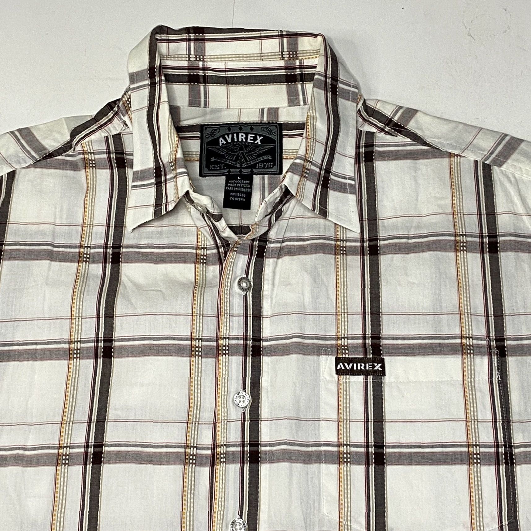 Avirex Avirex Shirt Mens Button Up Plaid Short Sleeve L Multicolor 90s Size US L / EU 52-54 / 3 - 7 Thumbnail
