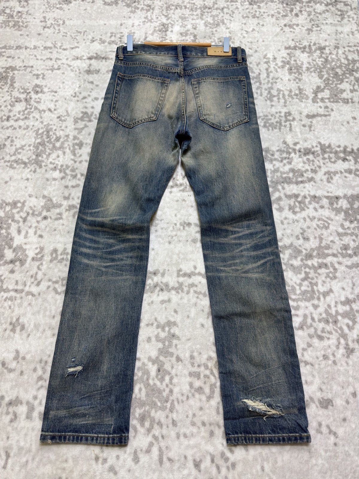 MNML Y2K MNML Blue Yarn Heavy Distressed Denim Jeans Size US 31 - 2 Thumbnail