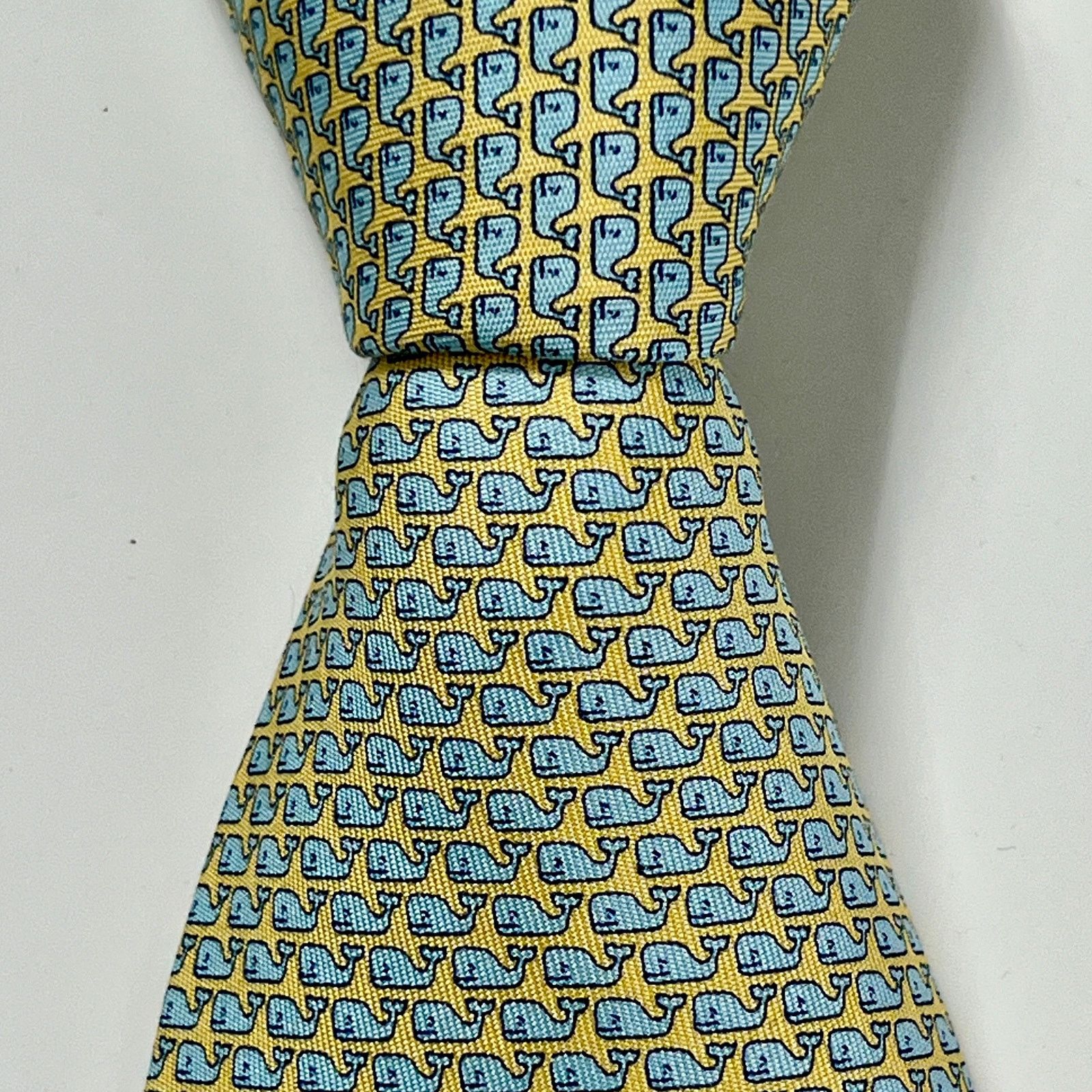 Vineyard Vines Vineyard Vines Men's Neck Tie Blue Yellow 100% Silk Necktie Size ONE SIZE - 4 Thumbnail