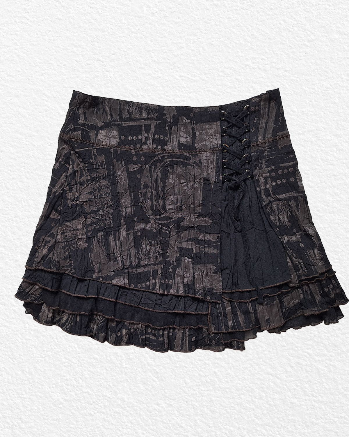 Vintage Oriental Brown and Black Skirt Size 26" / US 2 / IT 38 - 1 Thumbnail
