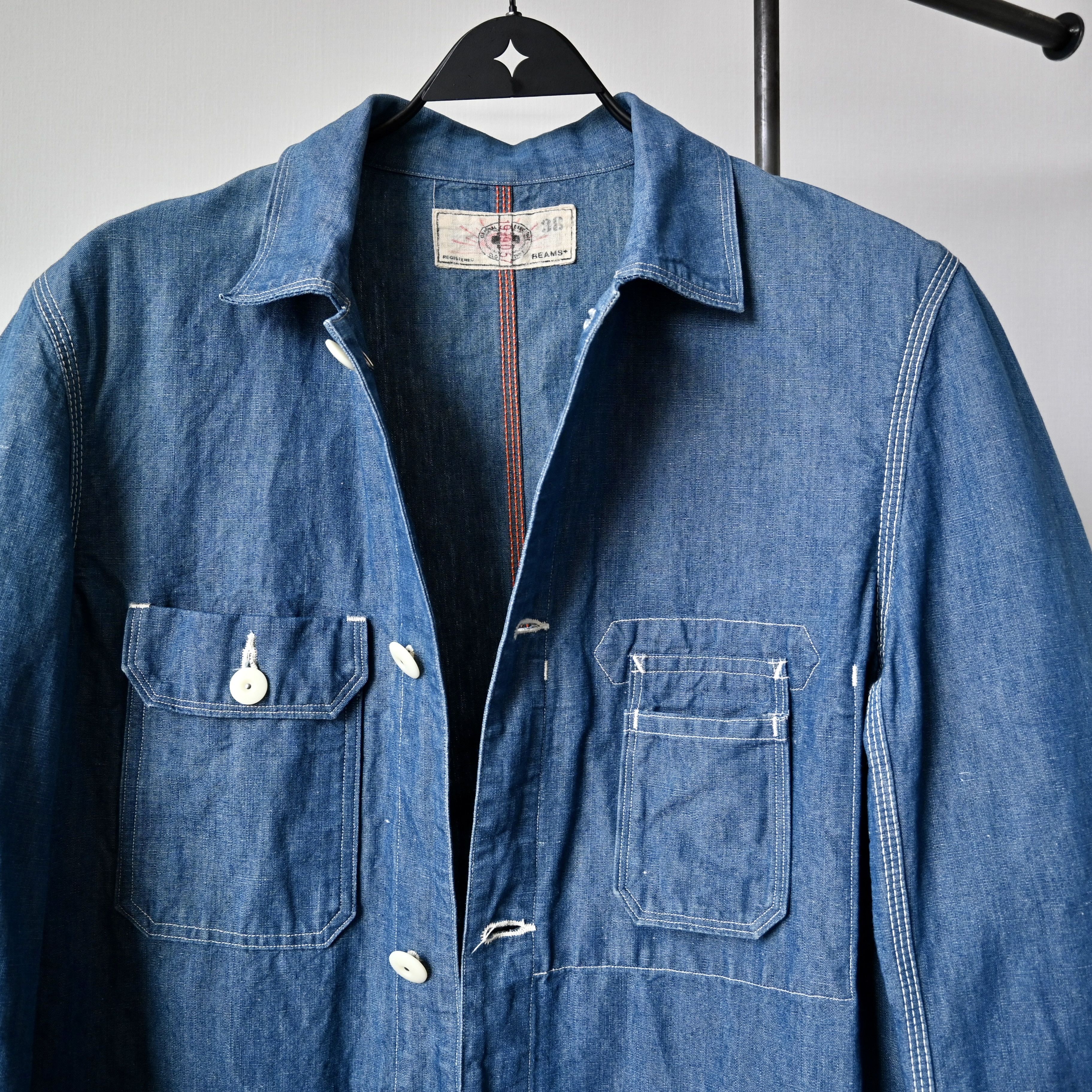 Beams Plus VTG 2000s BEAMS Plus cotton linen chambray engineer coat Size US S / EU 44-46 / 1 - 7 Thumbnail