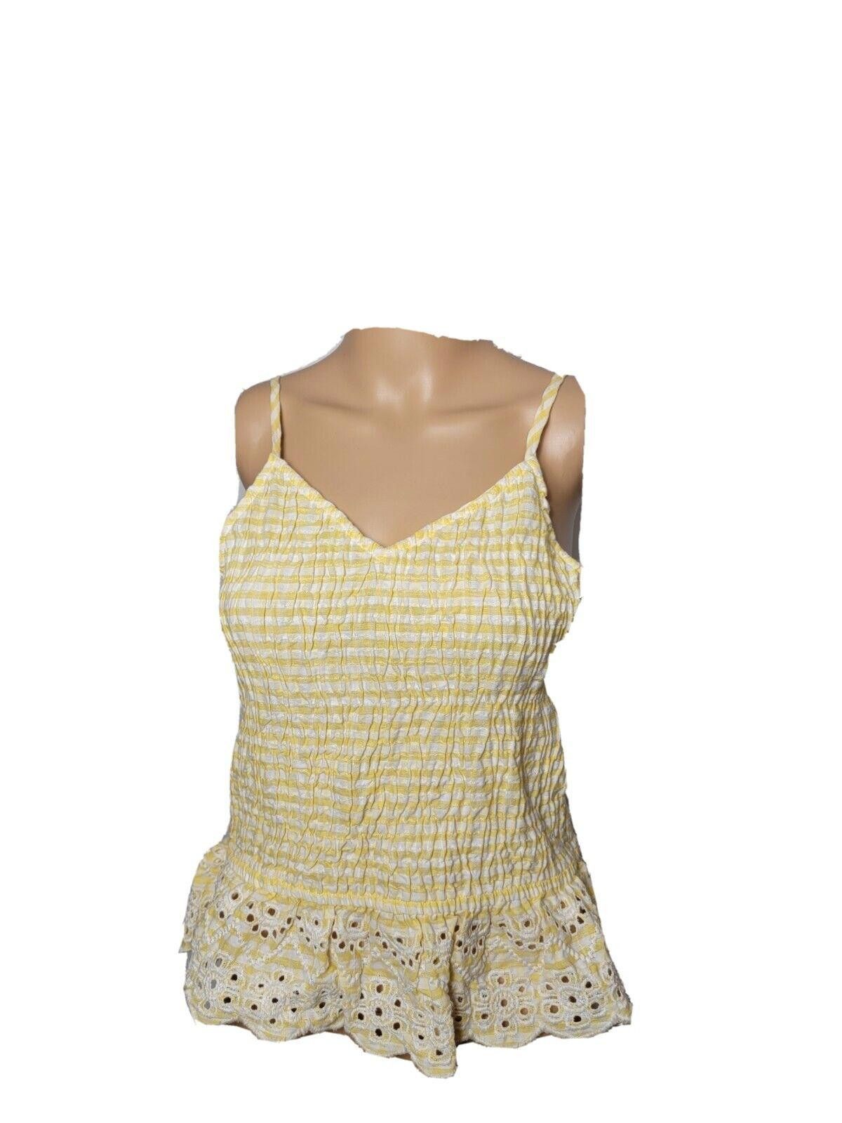 Designer Sim And Sam Womens Top Striped Gigham Spaghetti Strap Large Size L / US 10 / IT 46 - 1 Thumbnail