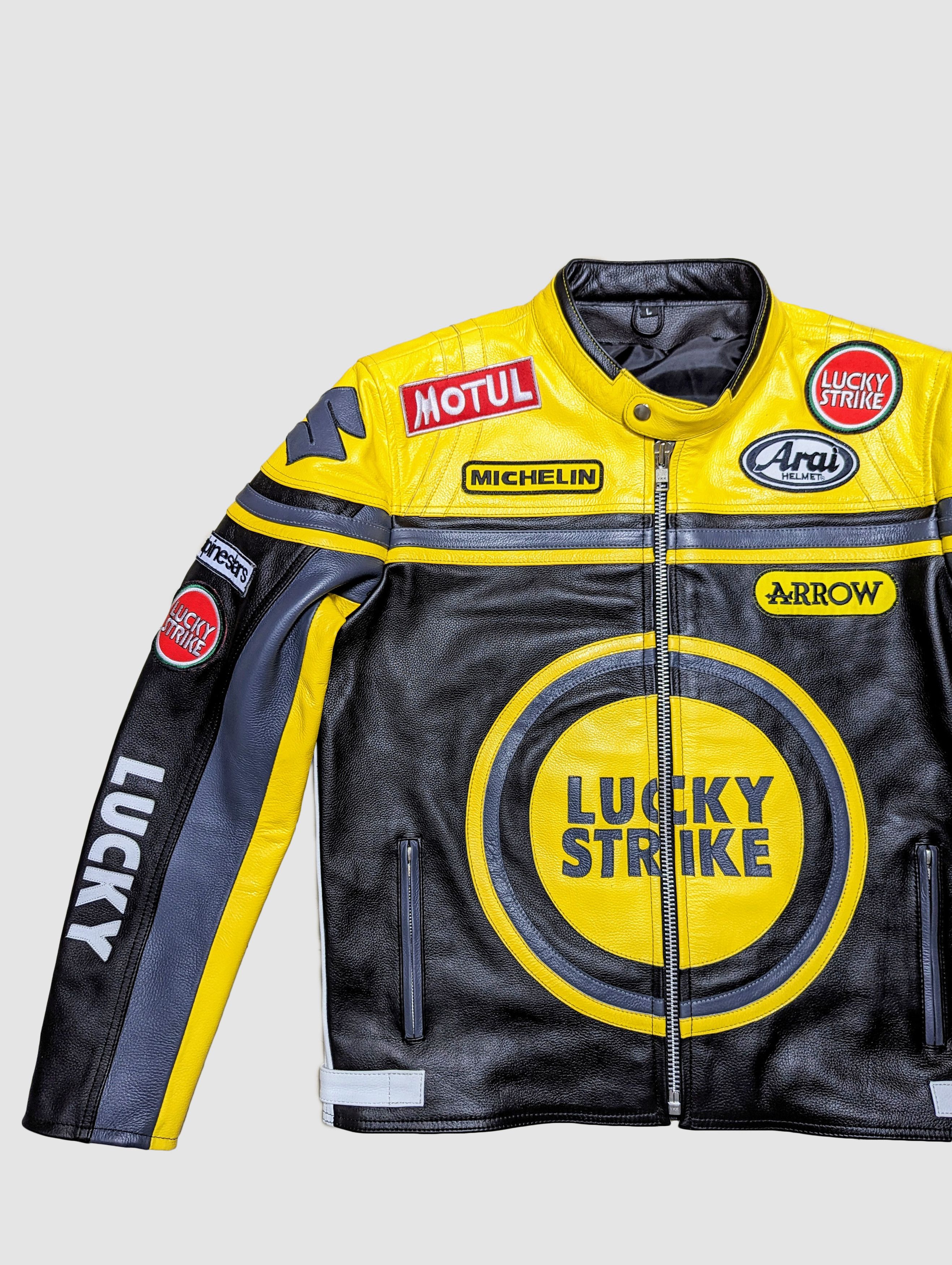 Genuine Leather 🔥 LUCKY STRIKE 🔥 RACING LEATHER JACKET RARE STREETWEAR Size US L / EU 52-54 / 3 - 3 Thumbnail