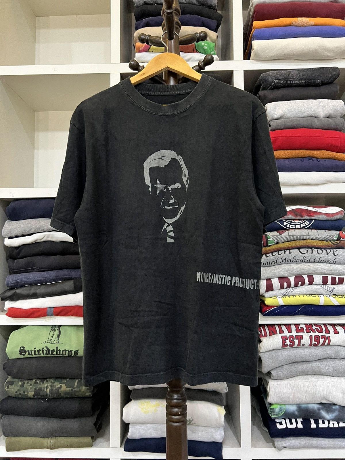 image of Vintage Gne No Enemy T-Shirt in Black, Men's (Size Large)