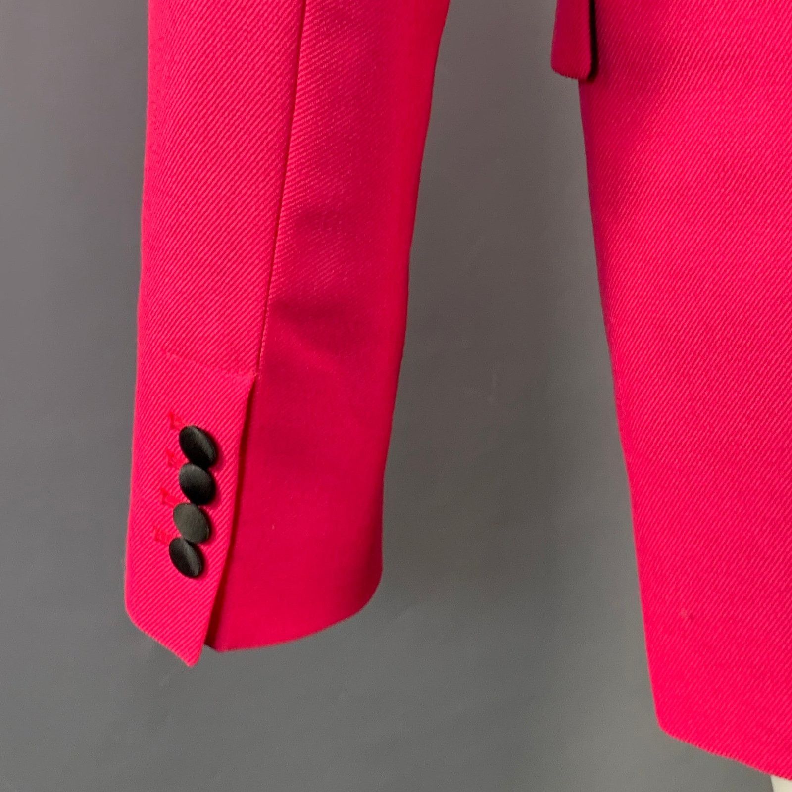 AMI Size 40 Fuchsia Pink Black Wool Peak Lapel Sport Coat Size 40R - 5 Thumbnail