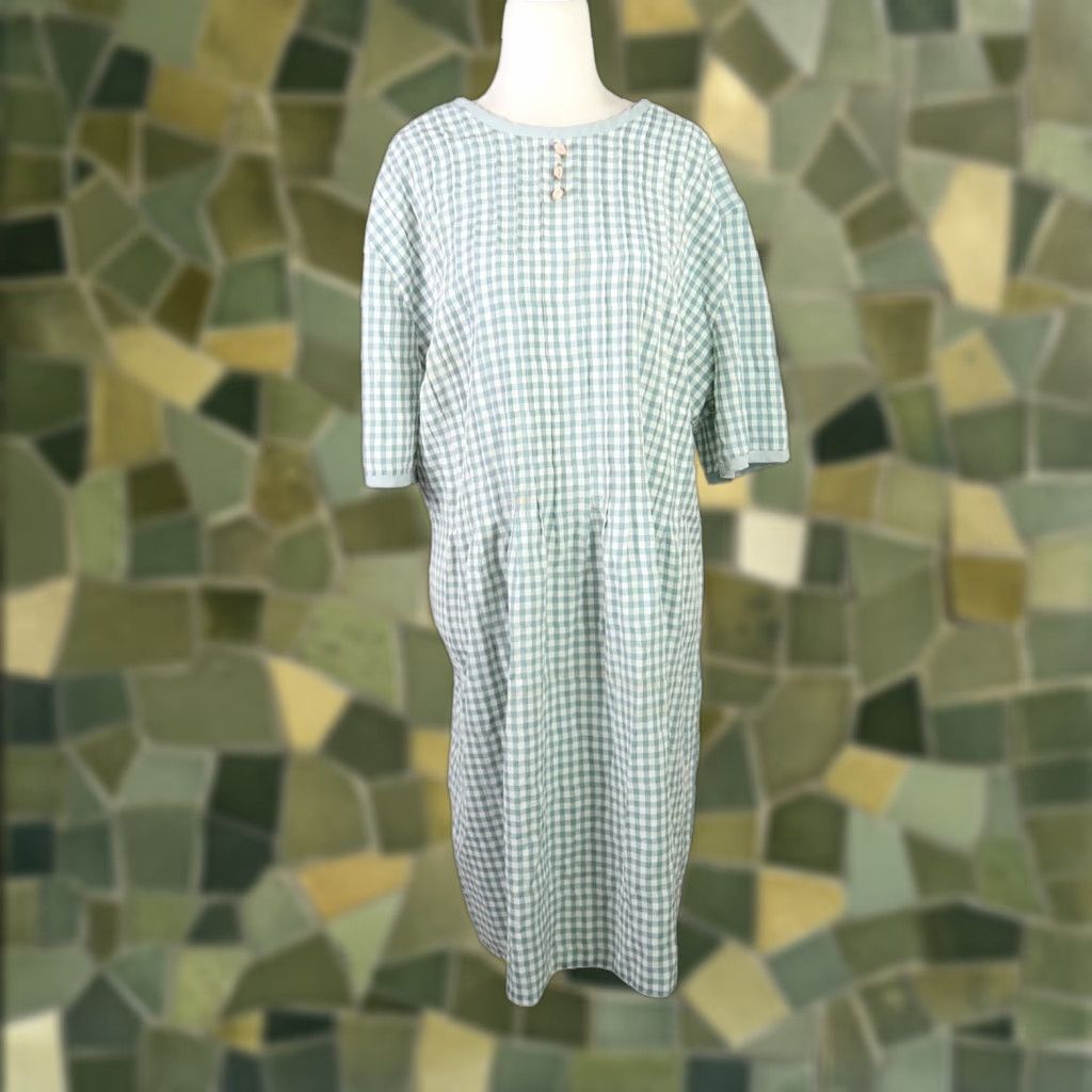 Vintage VINTAGE Lady Dorby Mini Dress Gingham Check Green Cream 22W Womens 80s 90s Short Sleeve Zip Closure Size 3XL / US 20-22 - 1 Thumbnail