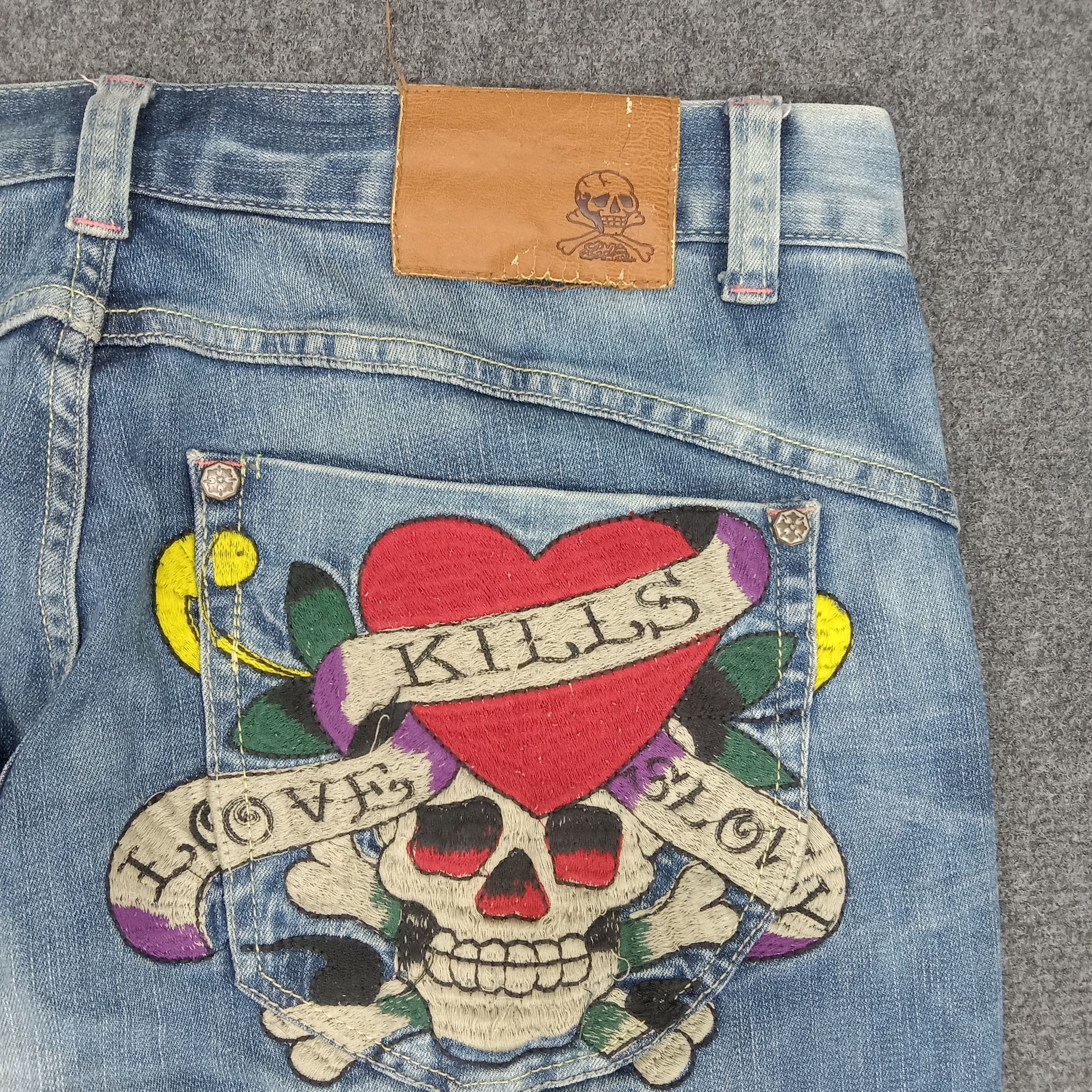Christian Audigier × Ed Hardy × Vintage Ed Hardy by Christian Audiger Embroidery Logo Jeans Size US 35 - 3 Thumbnail