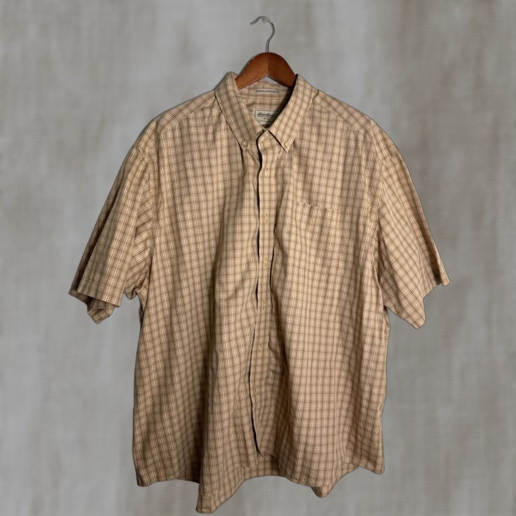 Eddie Bauer Eddie Bauer Shirt Men 3XL Plaid Short Sleeve 100% Cotton Work Casual Beige Size US XXL / EU 58 / 5 - 1 Thumbnail
