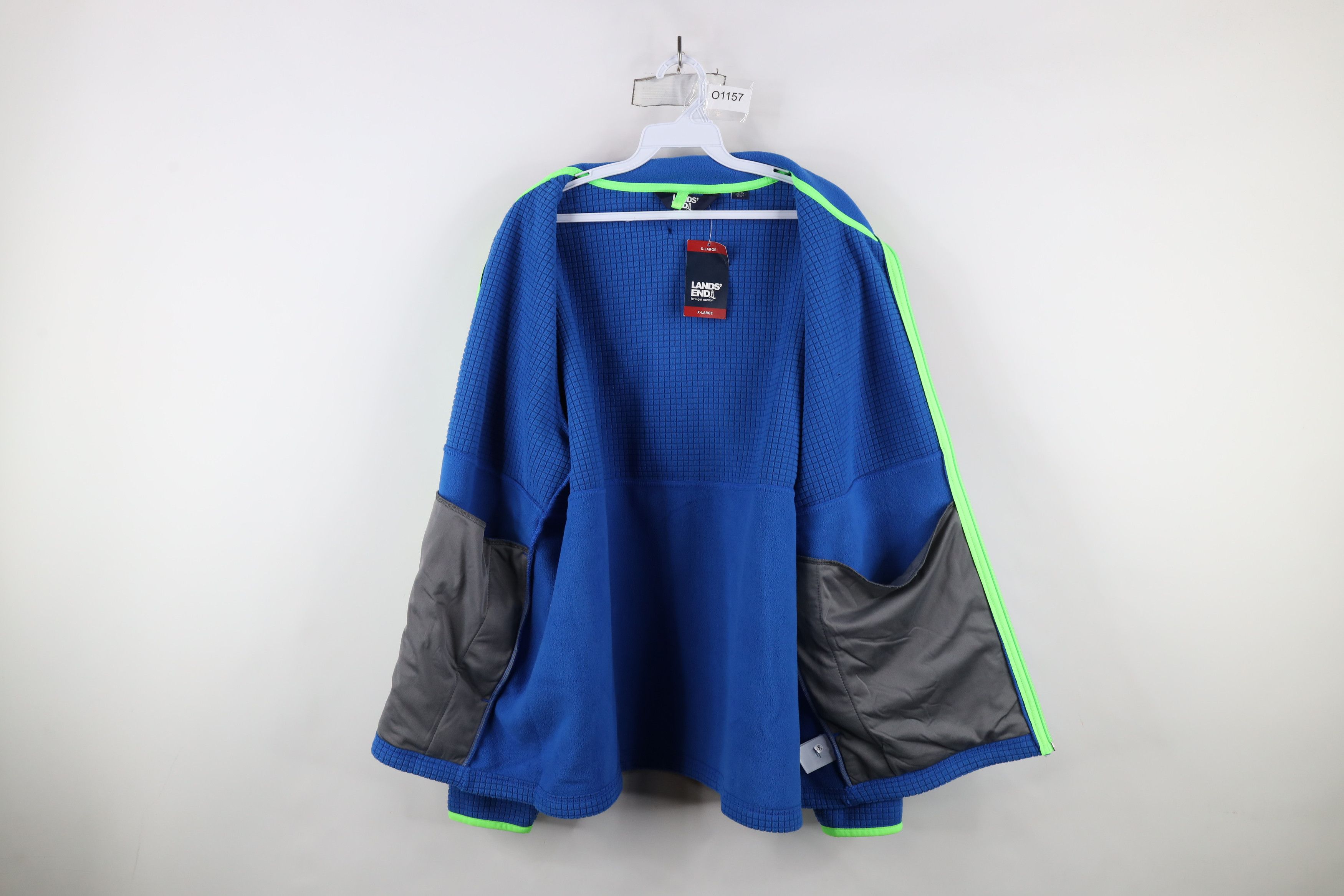Lands' End × Vintage New Lands End Grid Fleece Full Zip Jacket Blue Polyester Size US XL / EU 56 / 4 - 12 Thumbnail