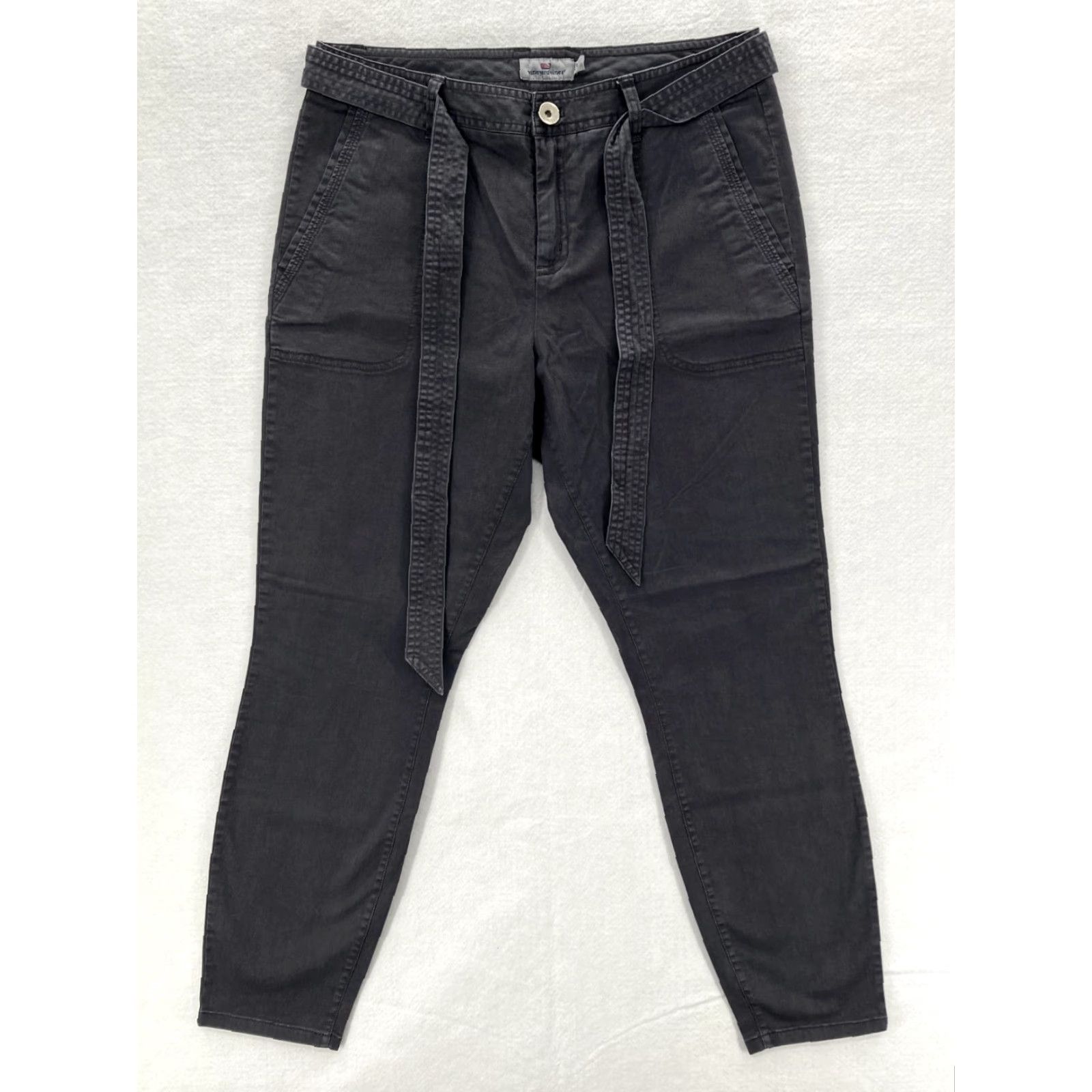 Vineyard Vines Vineyard Vines Pants Womens 8 Dark Gray Skinny Belted Mid Rise Stretch Size 30" / US 8 / IT 44 - 2 Thumbnail