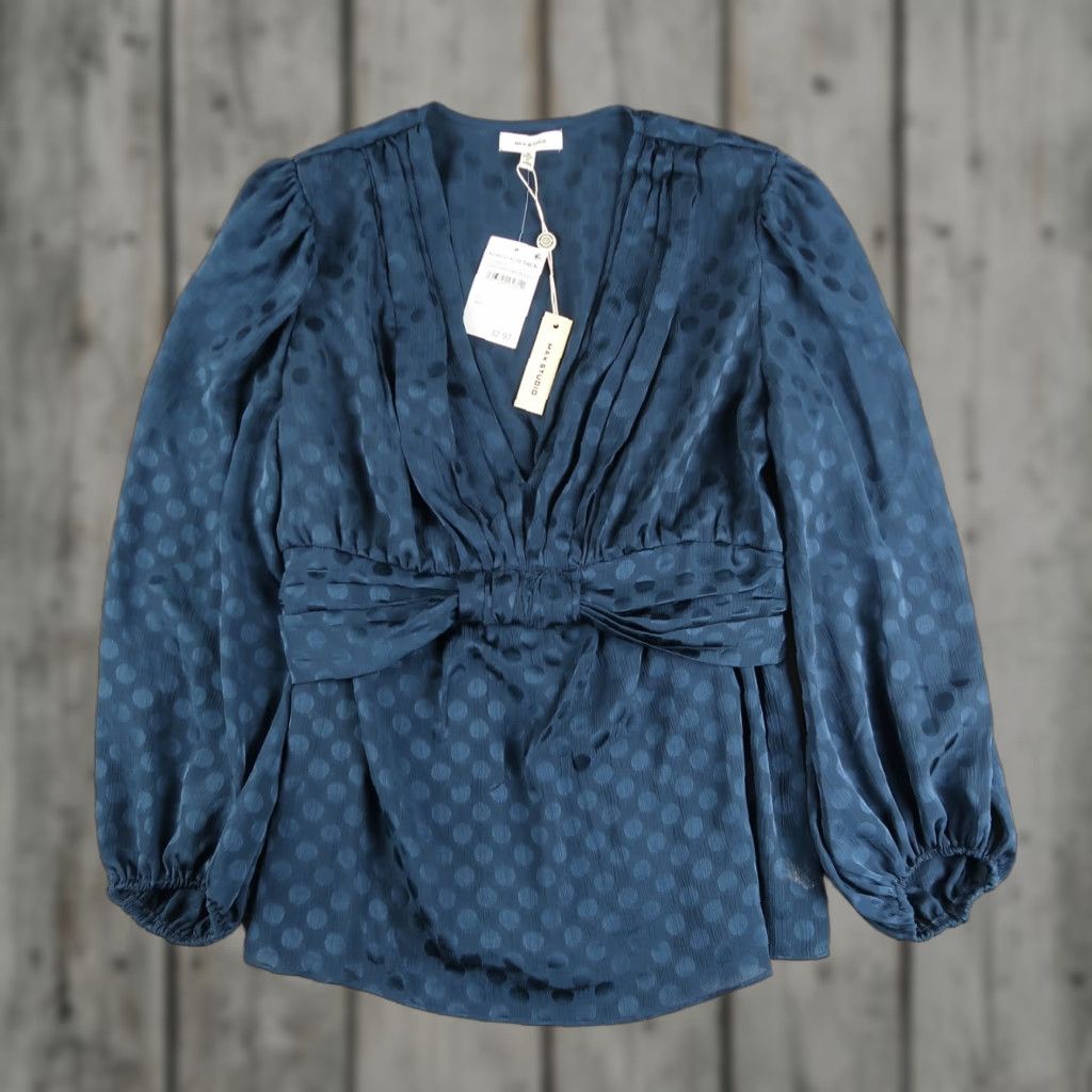 Vintage MAX Studio Boho Peasant Tunic Dress Polka Dot S Women Blue Long Sleeve NWT Size S / US 4 / IT 40 - 1 Thumbnail