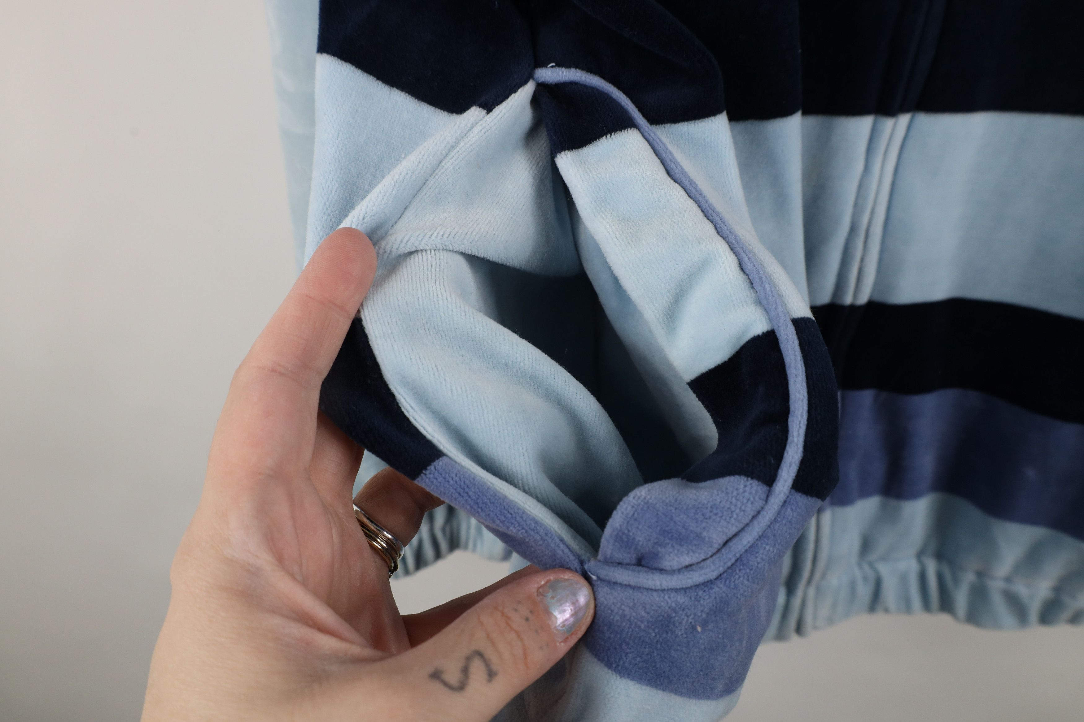 Akademiks × Vintage Vintage 90s Akademiks Striped Velour Full Zip Jacket Blue Size US XL / EU 56 / 4 - 7 Thumbnail