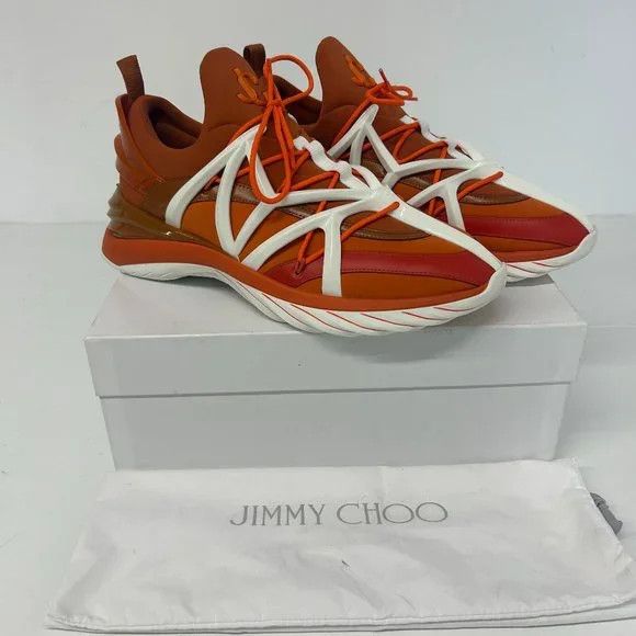 Jimmy Choo Jimmy Choo V Amber Orange Mix Low-Top Sneakers - EU43/US10 Size US 10 / EU 43 - 1 Thumbnail