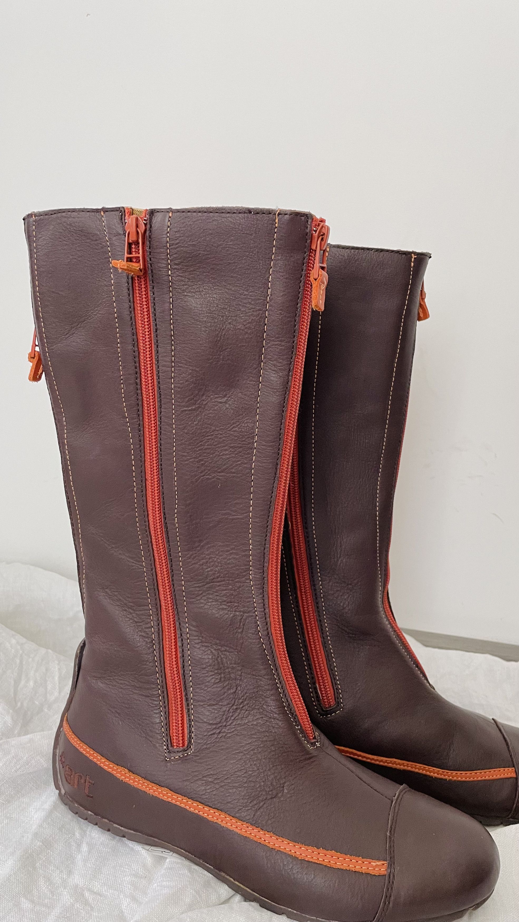 Other Y2K The Art Company Brown Leather Zip Boots – EU38 / US7 Size US 7 / IT 37 - 4 Thumbnail