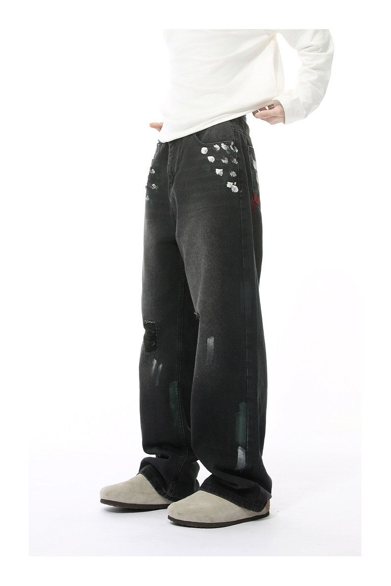 Japanese Brand × Jean Fashion irregular graffiti washed vintage jeans Size US 32 / EU 48 - 5 Thumbnail