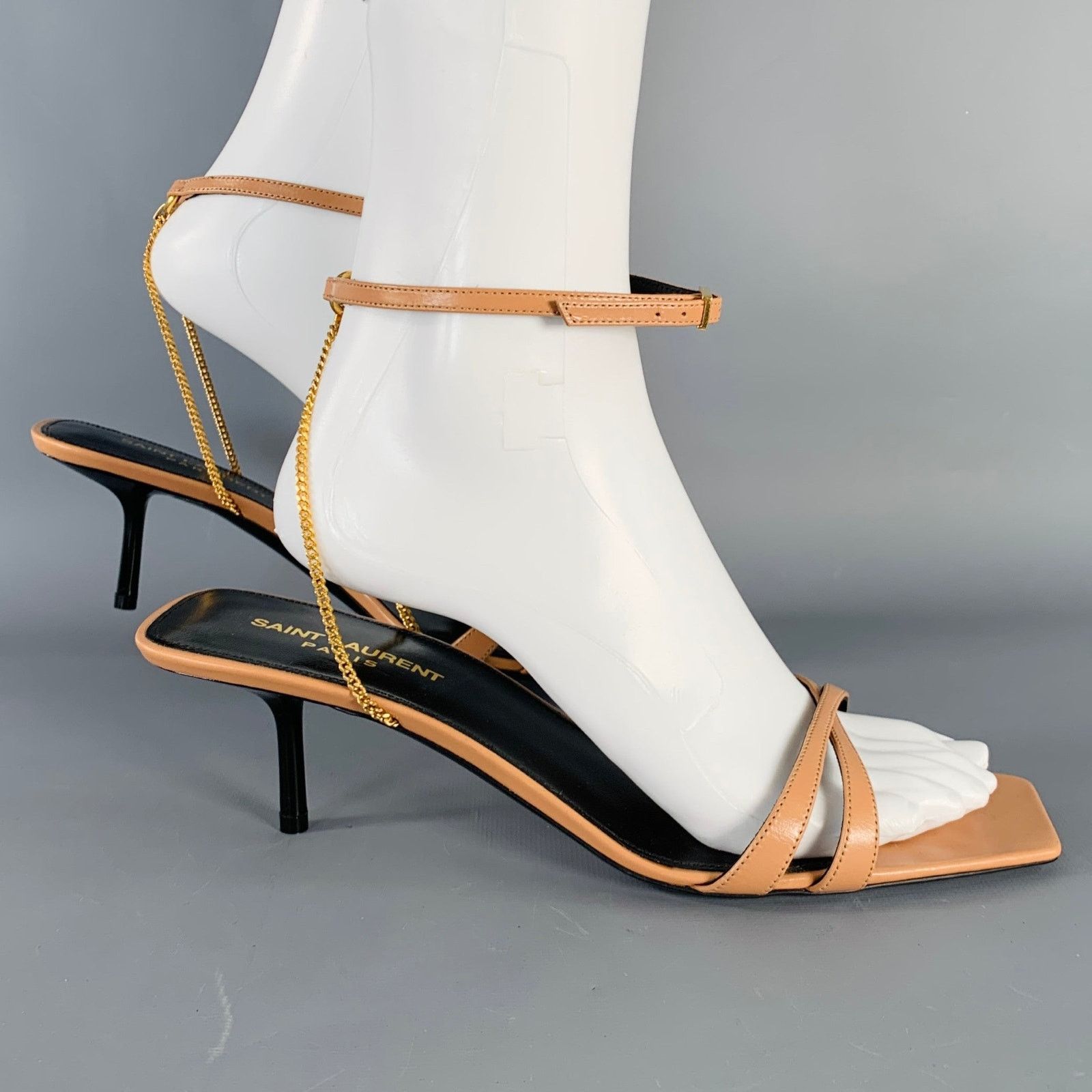 Saint Laurent Paris SAINT LAURENT Melody Chain Ankle Strap Kitten Heel Sandals Size US 10 / IT 40 - 2 Thumbnail