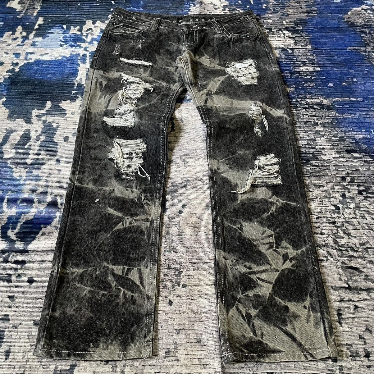 14th Addiction smoke acid wash distressed Jeans Gothic Punk Size US 33 - 1 Thumbnail