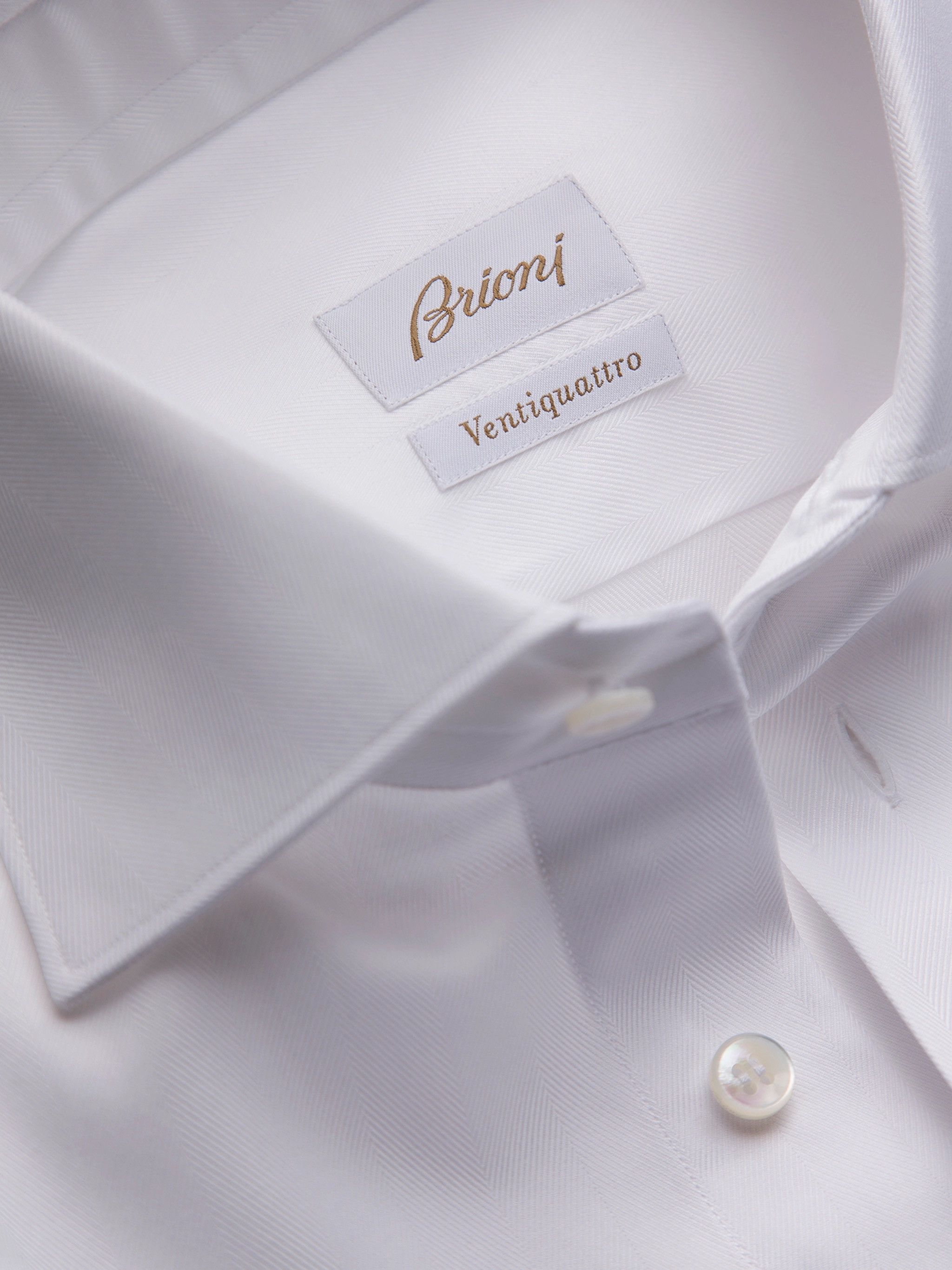 Brioni Brioni Essential White Ventiquattro Cotton Formal Shirt Size US M / EU 48-50 / 2 - 2 Thumbnail