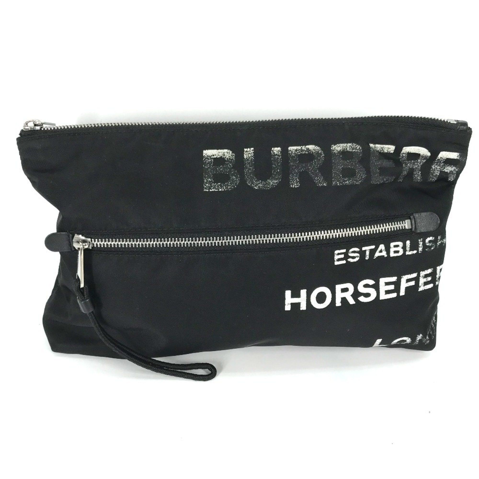 BURBERRY Horseferry Pouch Clutch Bag (8014756) in Black Nylon