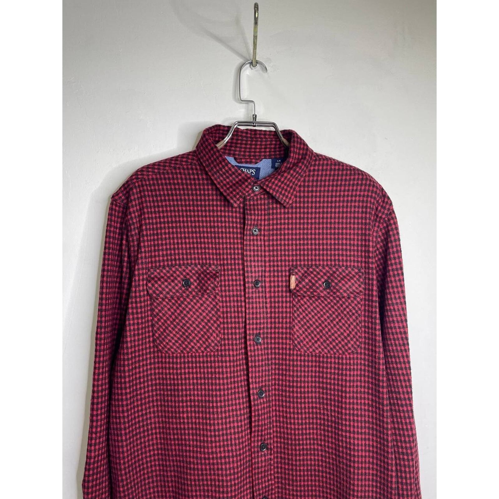 Chaps Vintage CHAPS Red Black Micro Check Flannel Shirt L Size US L / EU 52-54 / 3 - 3 Thumbnail