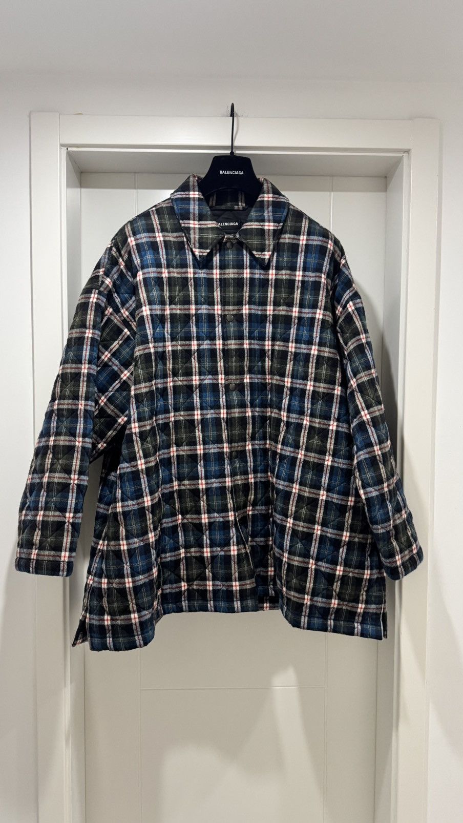 Balenciaga Check Pattern Padded Overshirt