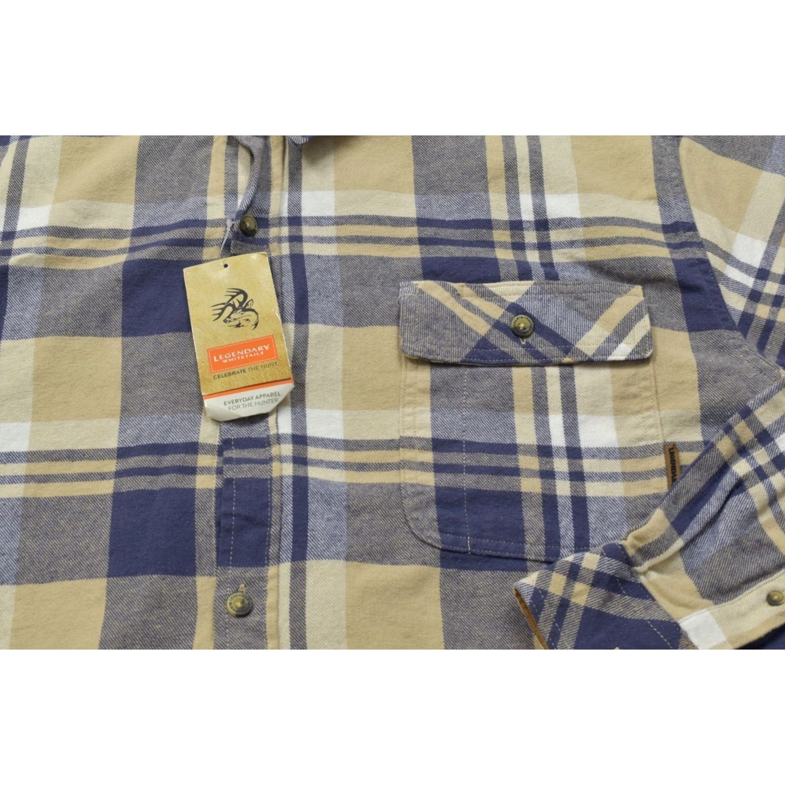 Vintage VINTAGE Legendary Whitetails Buck Camp Flannel Shirt Men's 3XT Blue Tan Plaid Cotton NWT Size US XXL / EU 58 / 5 - 6 Thumbnail
