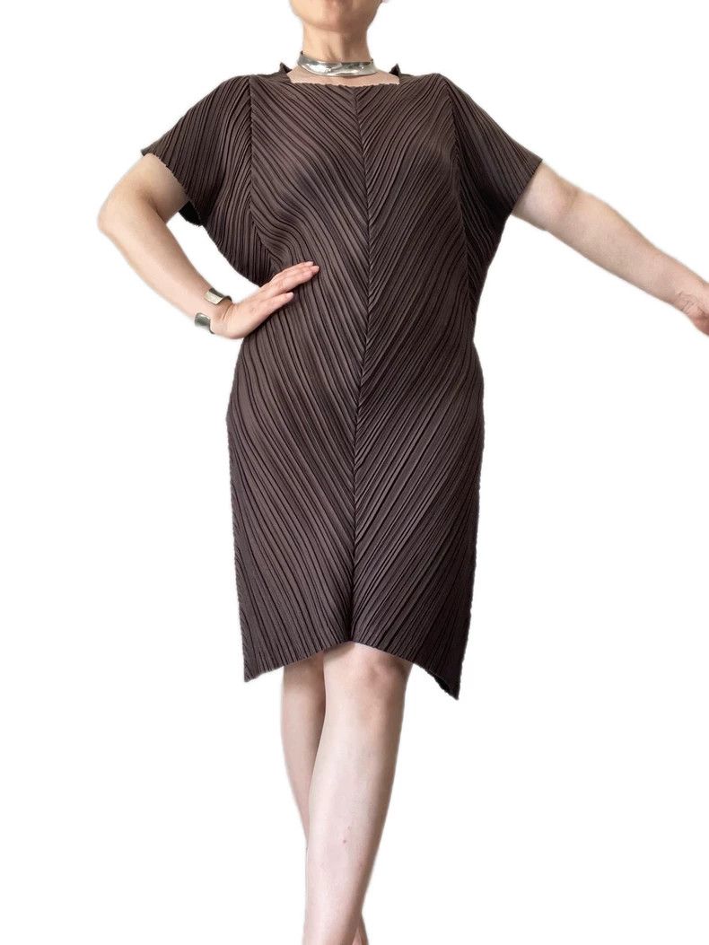 Issey Miyake Issey Miyake size:2 Brown twill mainline dress Size S / US 4 / IT 40 - 1 Thumbnail