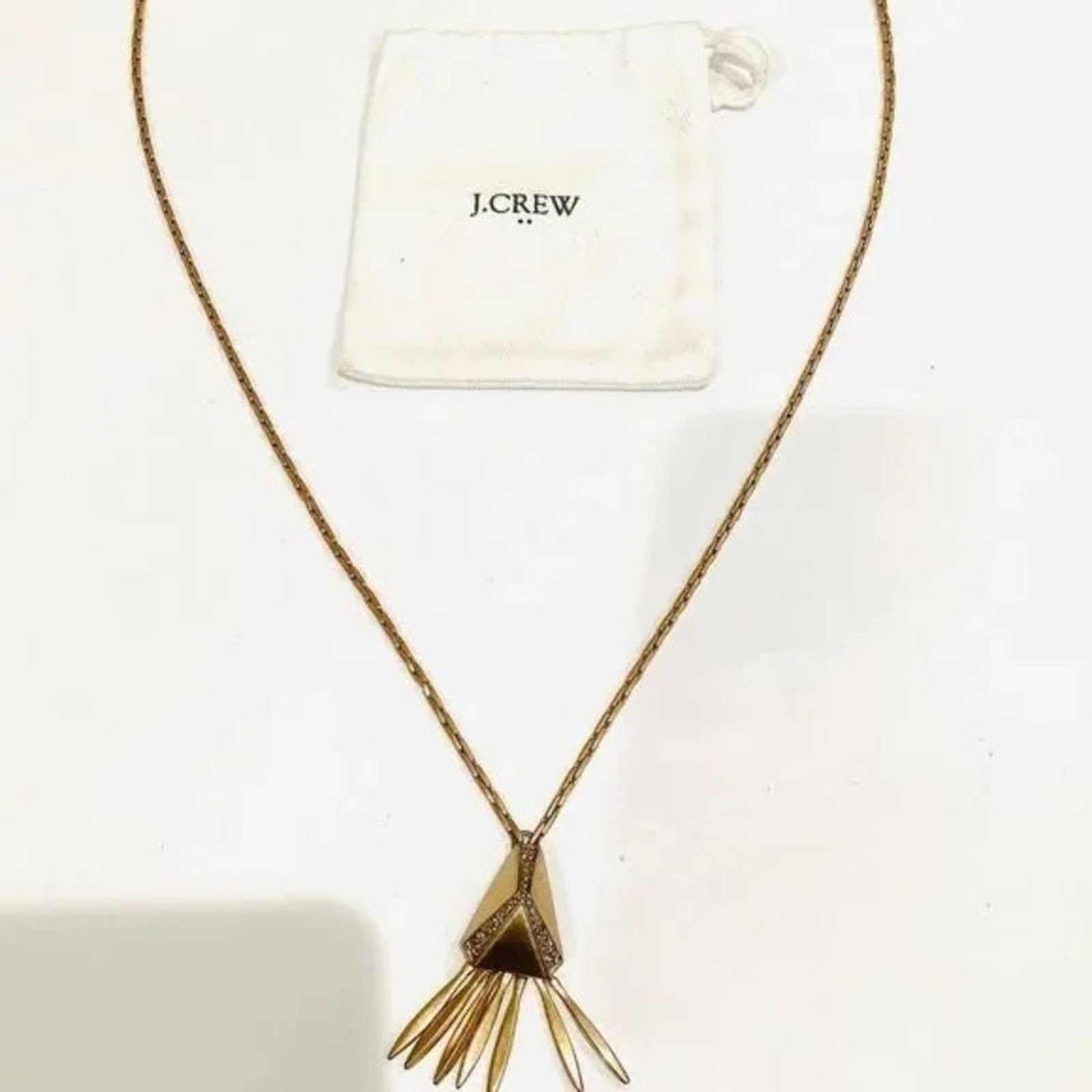 J.Crew J. CREW Long Strand Crystal Pave Tribal Pendant Necklace Size ONE SIZE - 2 Thumbnail