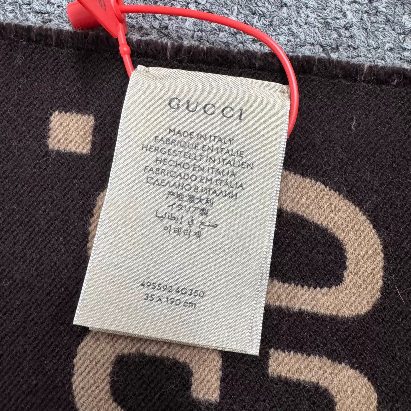 Gucci Gucci GG Allover Camel DoubleFaced Wool Scarf 99N Size ONE SIZE - 5 Thumbnail
