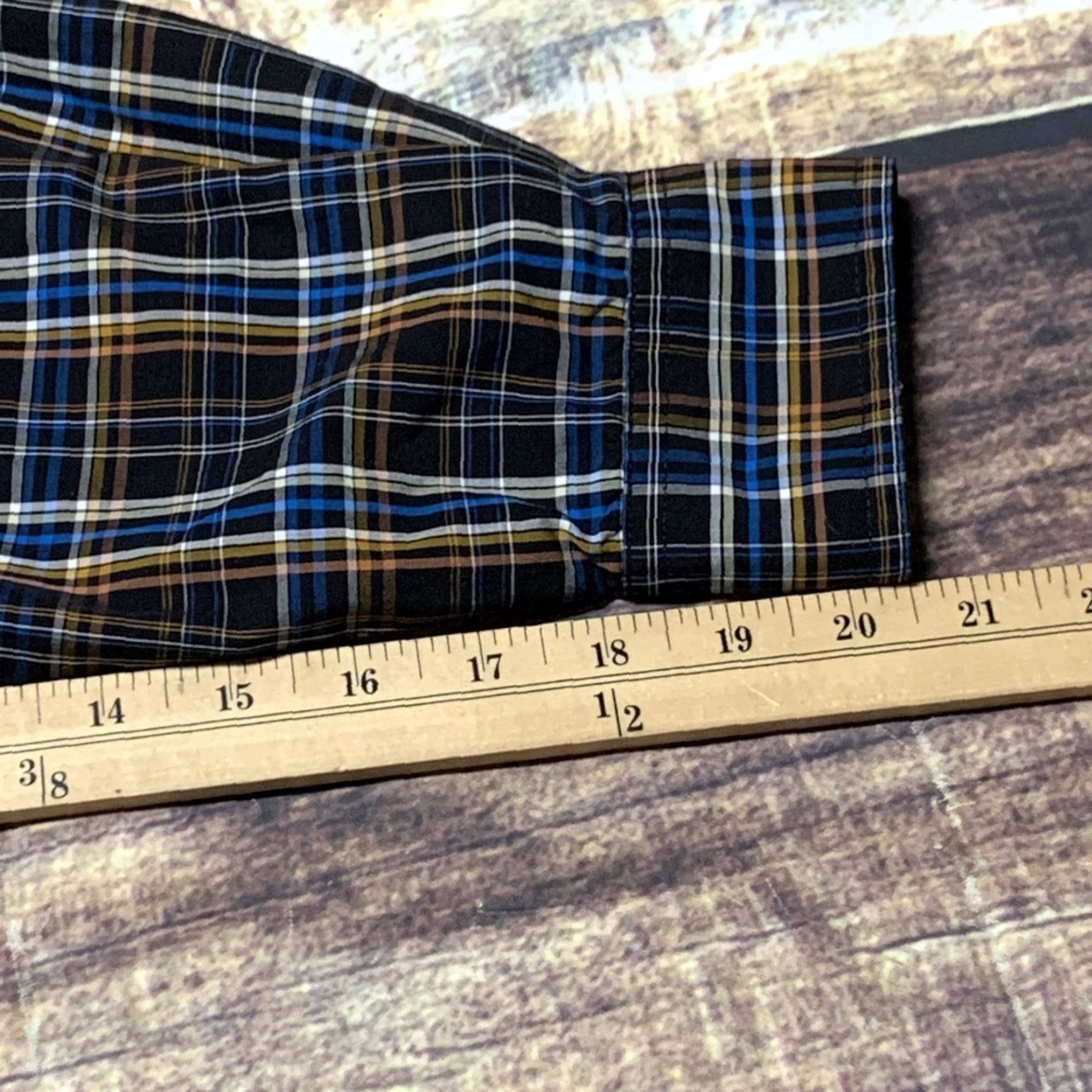 Wrangler Wrangler Mens Button-Down Western Shirt Blue Black Plaid Size M Long Sleeve Size US M / EU 48-50 / 2 - 7 Thumbnail