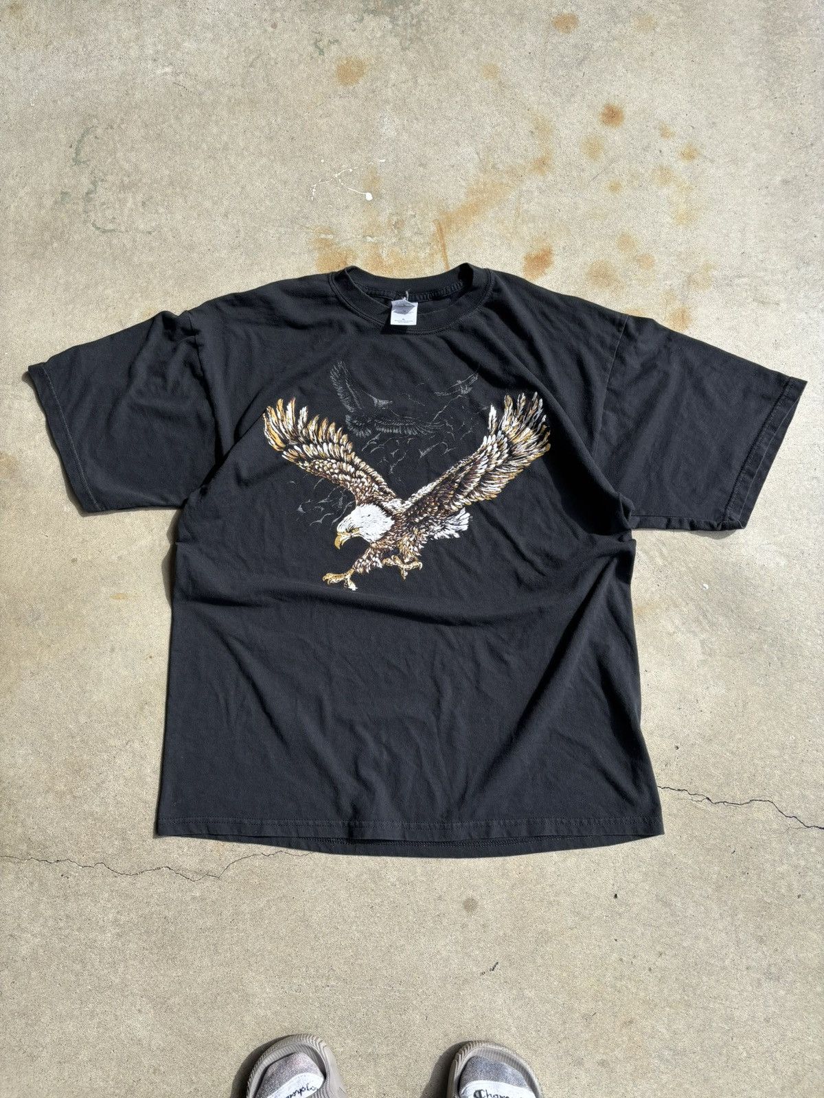 Other Vintage 90s Eagle Textured Print Boxy Nature Print Tee Size US XL / EU 56 / 4 - 1 Thumbnail